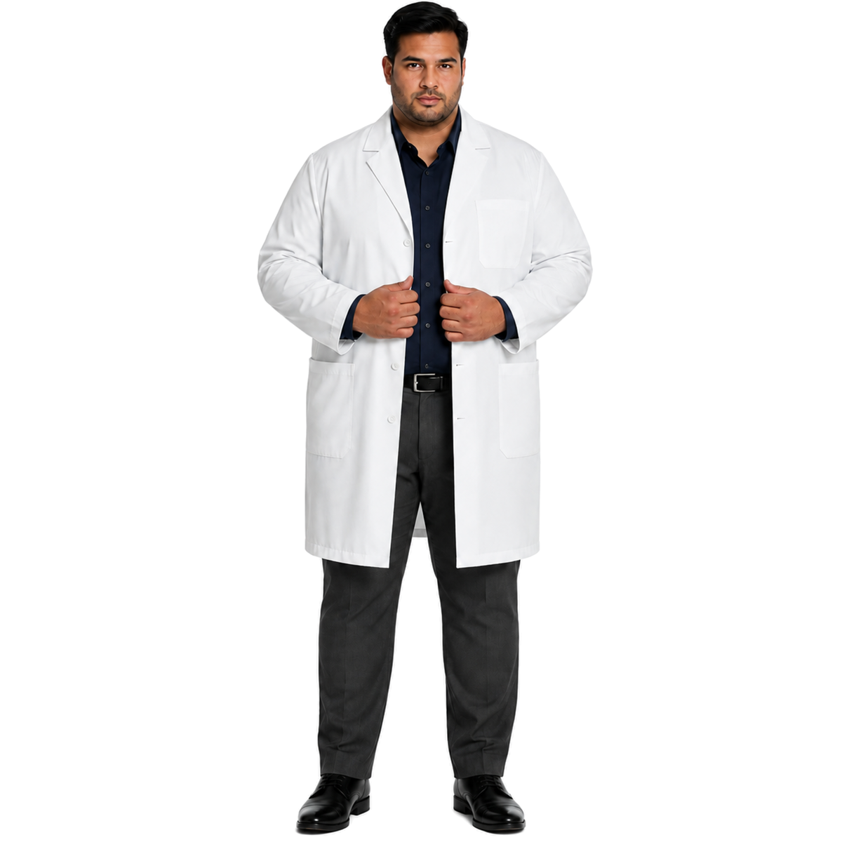 Bata larga médica Cherokee CK412 para hombre talla extra blanca, vista de cuerpo completo | color:blanca