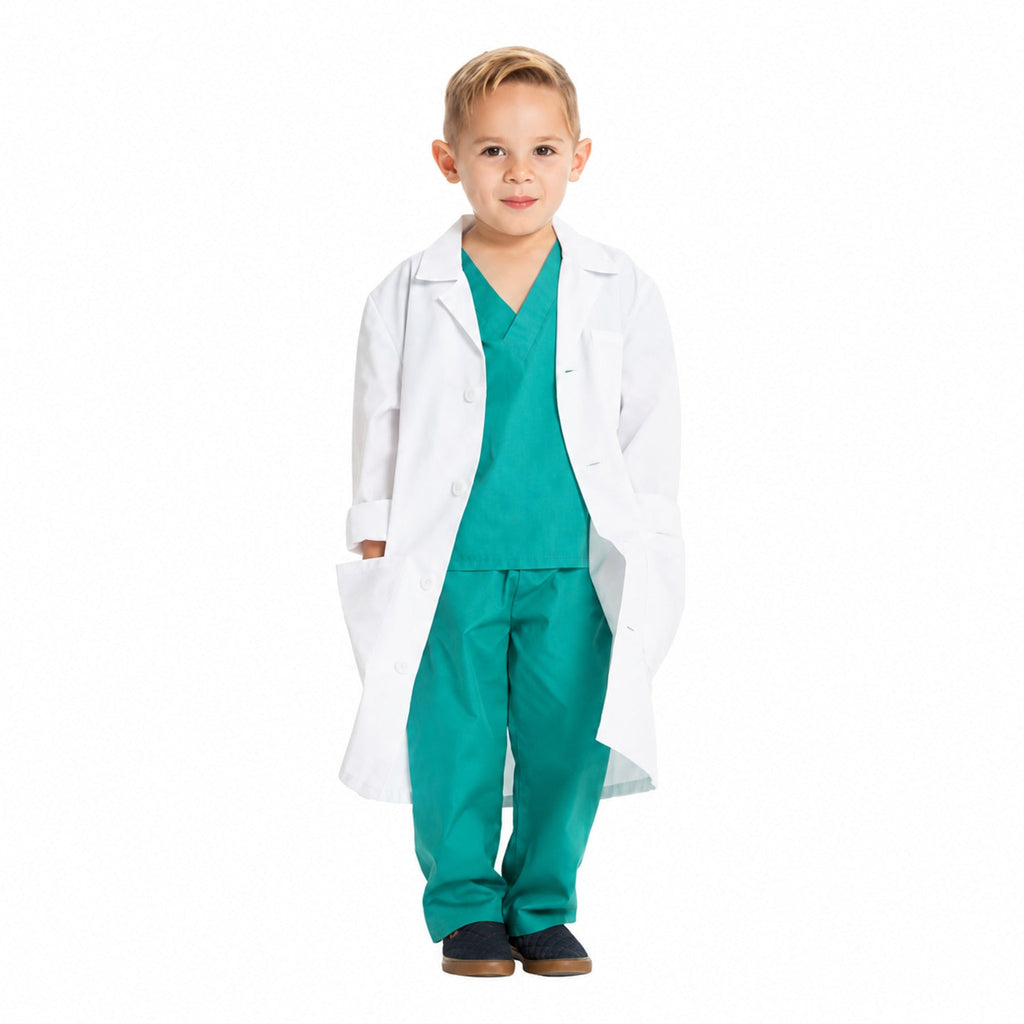 Bata médica Cherokee CK430 para niño color blanco, vista frontal