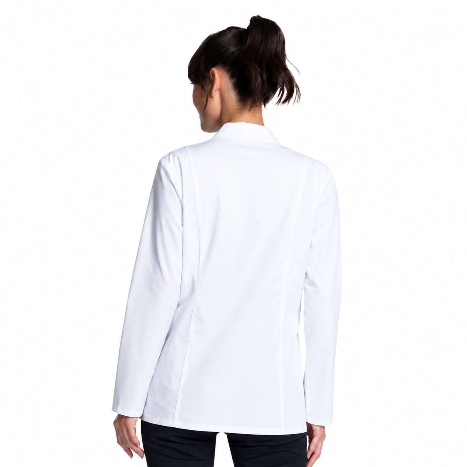Bata corta médica Cherokee CK451 para mujer color blanco, vista posterior | color:blanco