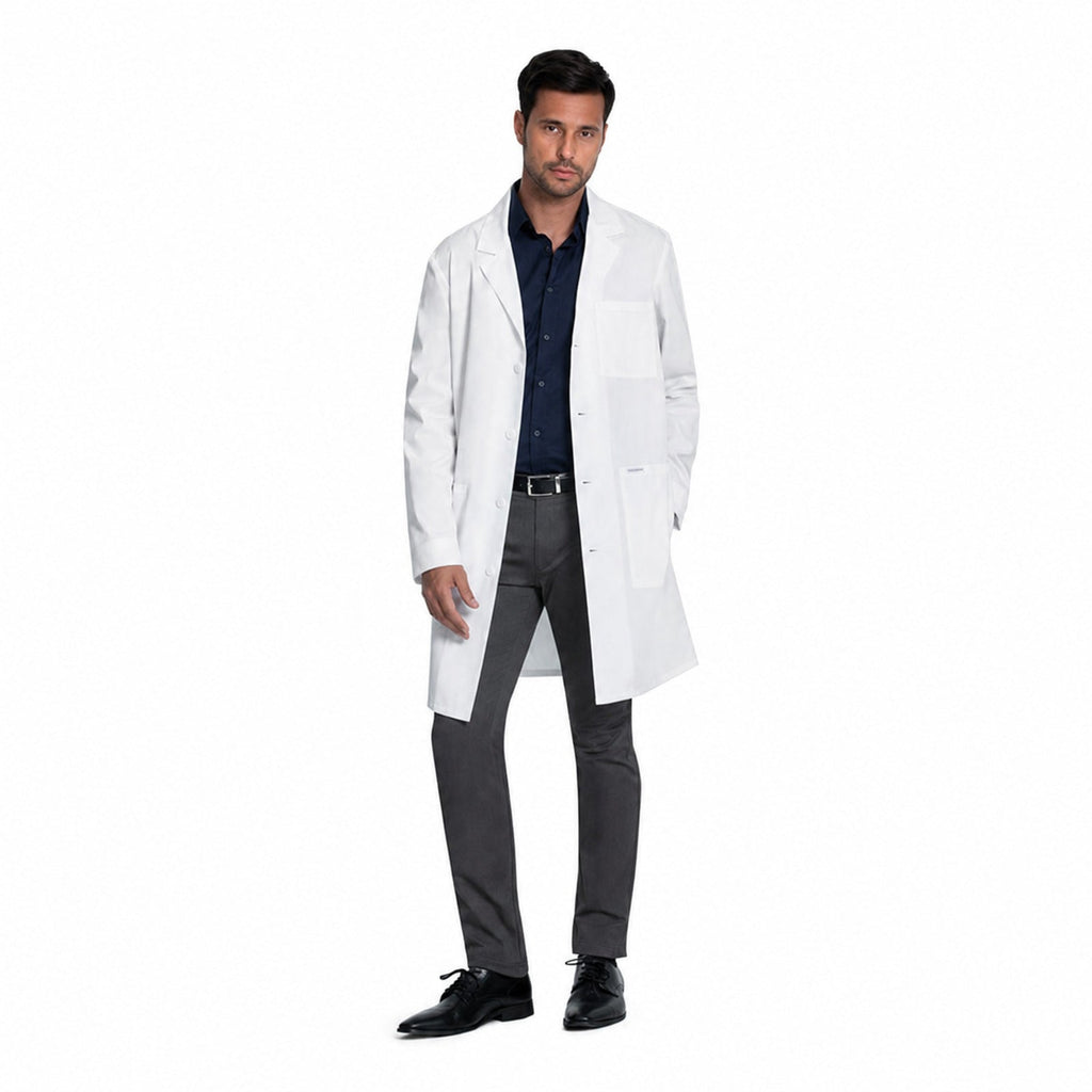 Bata médica Cherokee CK460 unisex color blanco, modelo hombre de cuerpo completo