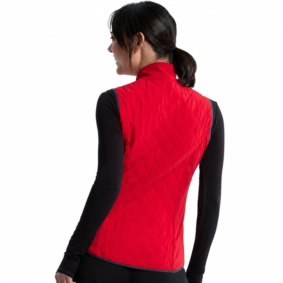 Chaleco médico reversible Cherokee CK530 para mujer en Gris Oxford con Rojo, vista 8 de la prenda | color:gris-oxford-rojo