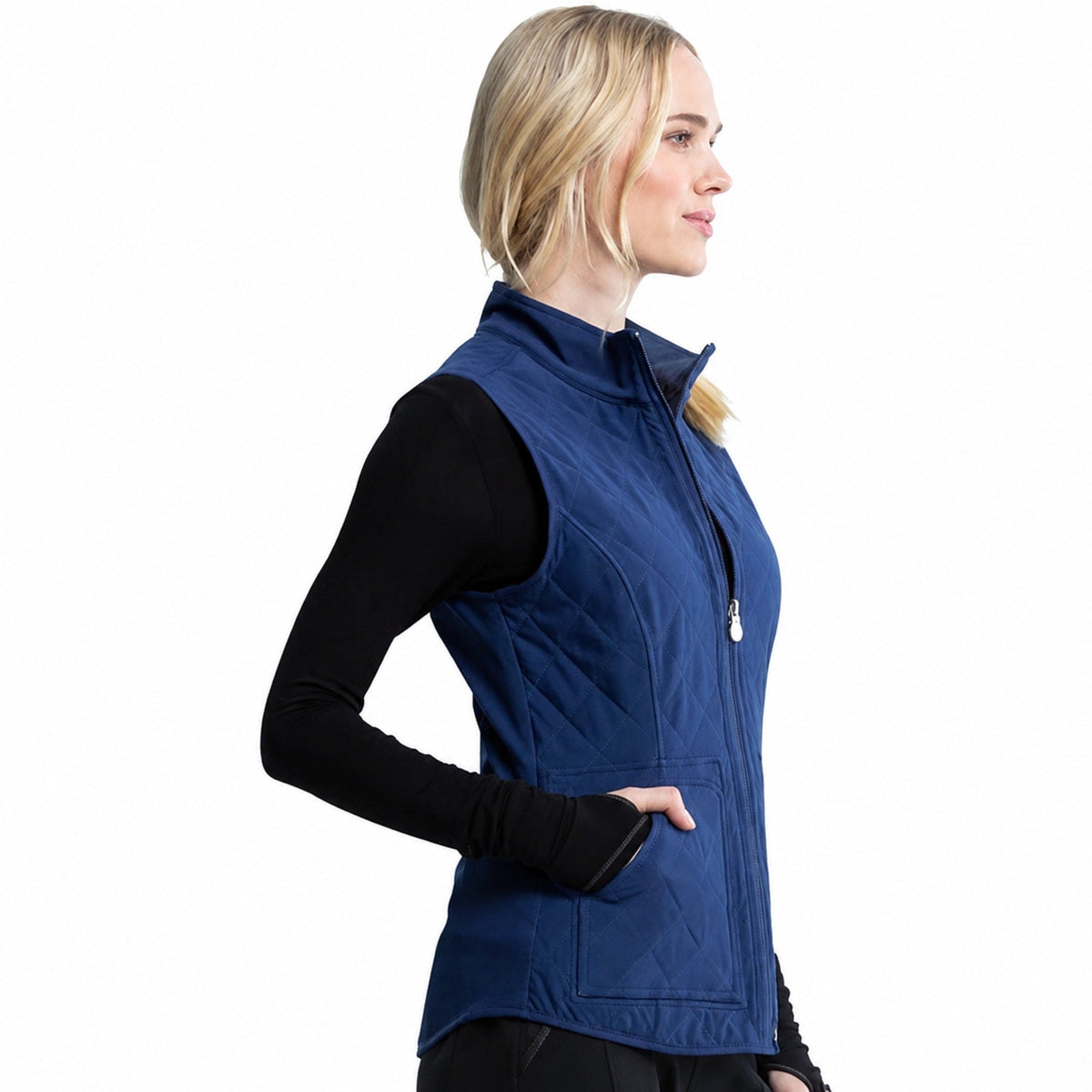 Chaleco médico reversible Cherokee CK530 para mujer en Marino con Marino Claro, vista 3 de la prenda | color:marino-marino-claro