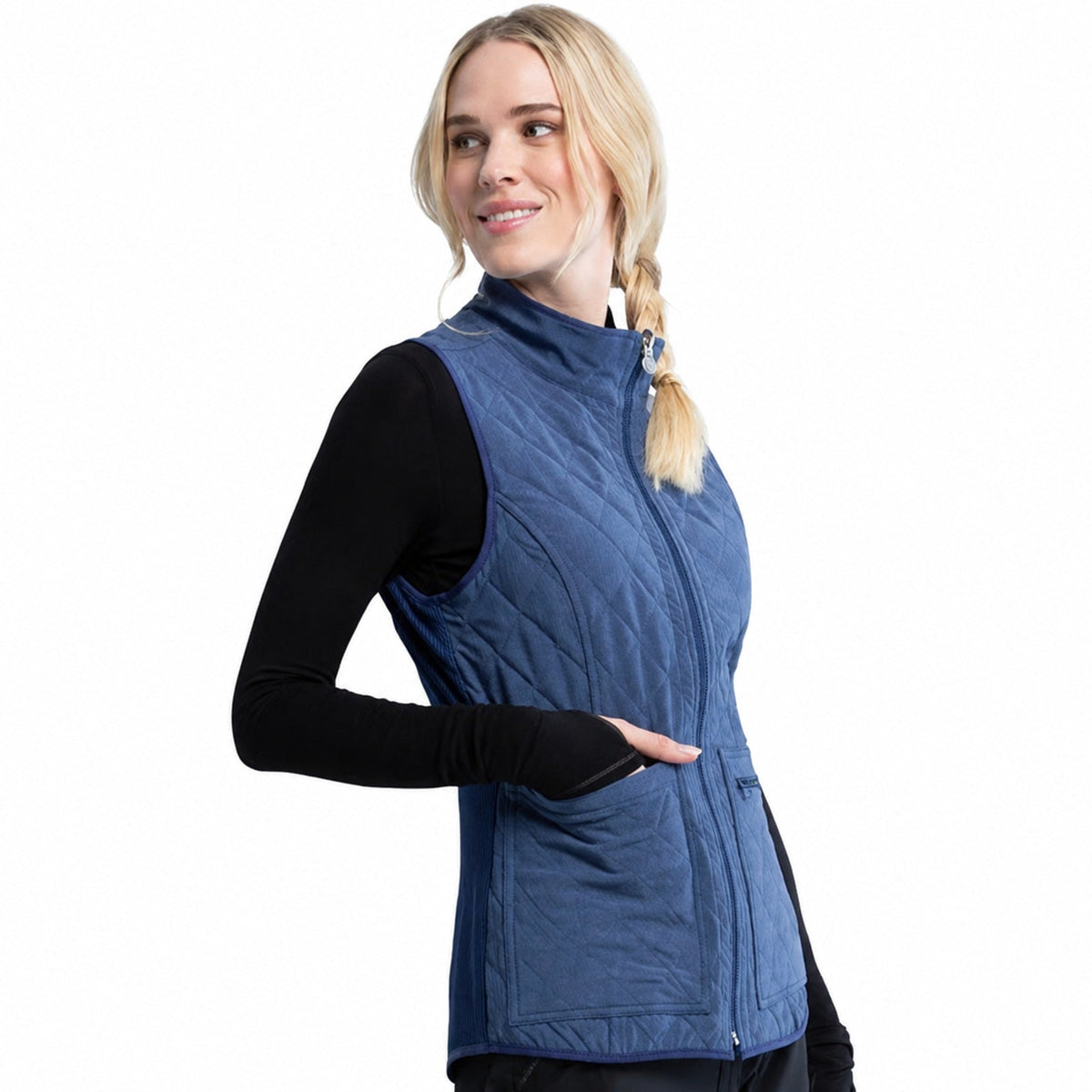 Chaleco médico reversible Cherokee CK530 para mujer en Marino con Marino Claro, vista 4 de la prenda | color:marino-marino-claro