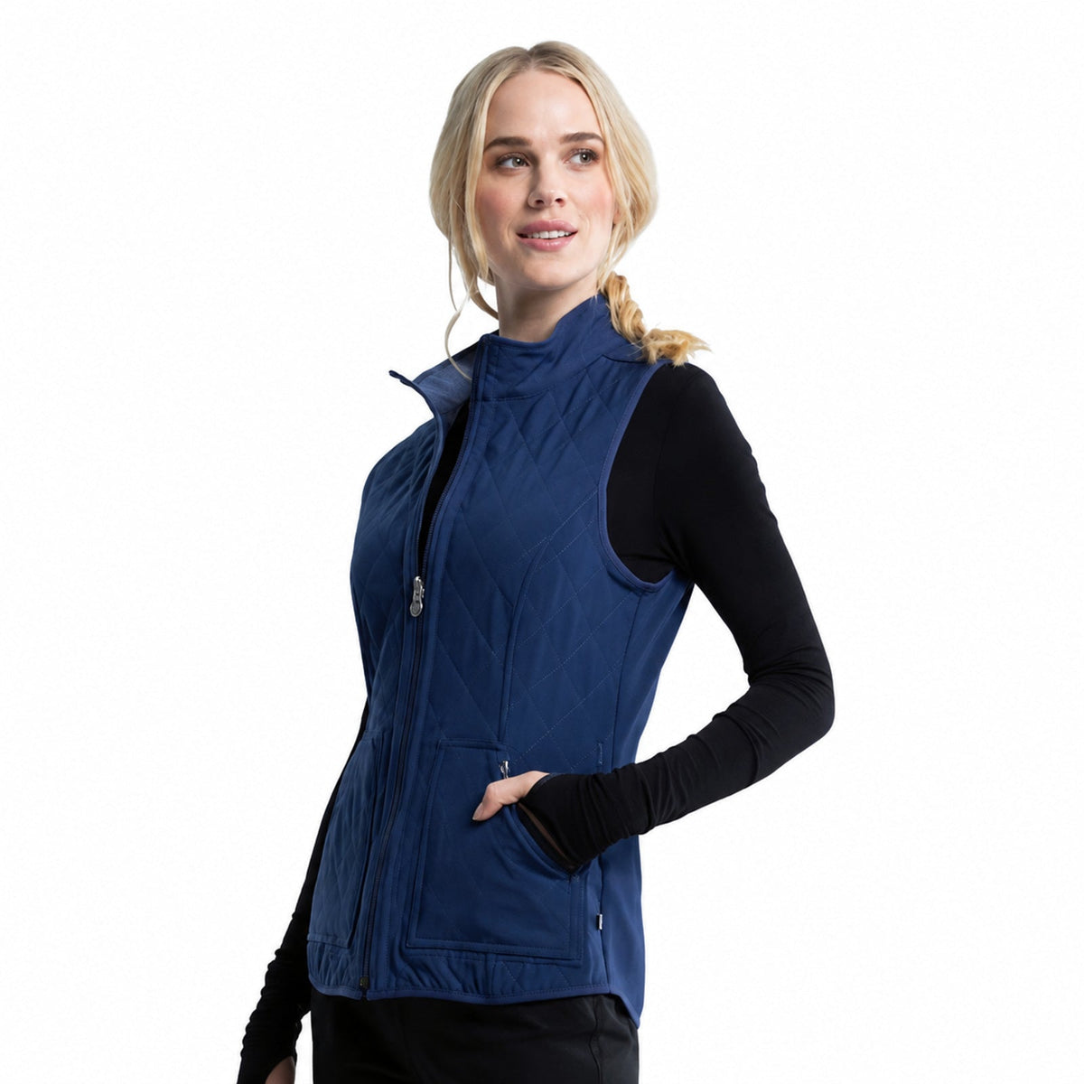 Chaleco médico reversible Cherokee CK530 para mujer en Marino con Marino Claro, vista 5 de la prenda | color:marino-marino-claro