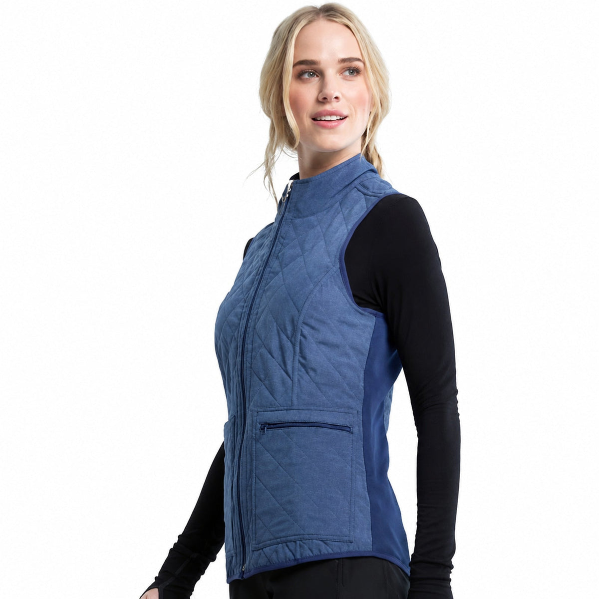Chaleco médico reversible Cherokee CK530 para mujer en Marino con Marino Claro, vista 6 de la prenda | color:marino-marino-claro