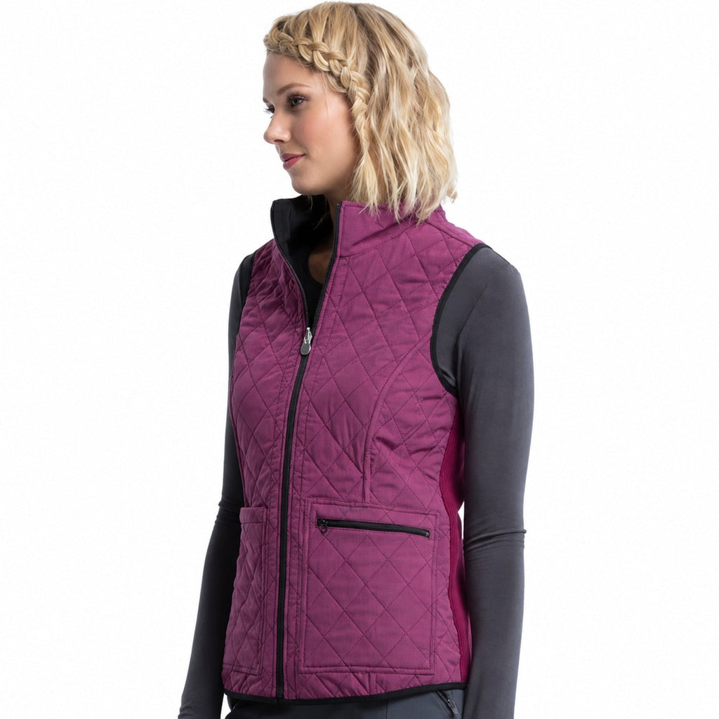 Chaleco médico reversible Cherokee CK530 para mujer en Vino con Negro, vista 4 de la prenda