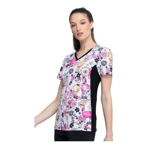 Filipina quirúrgica estampada Cherokee CK636 blanca para mujer, vista 3 de la prenda | color:lvlm-blanca