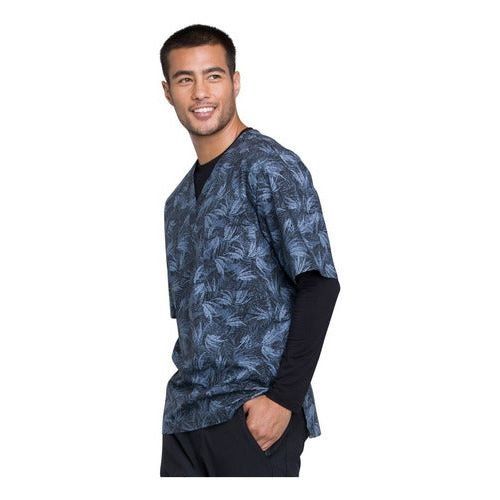 filipina quirurgica estampada Cherokee CK675 para hombre gris Oxford, vista posterior