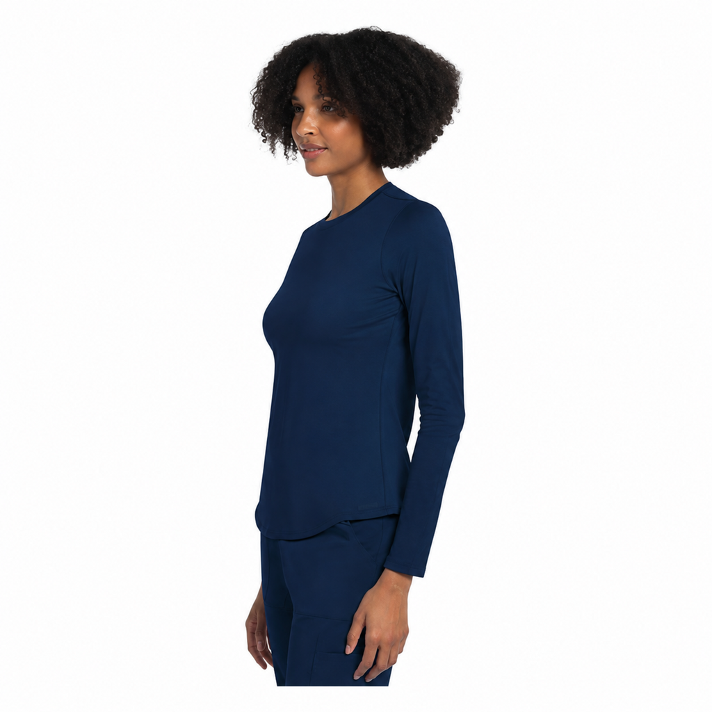 Blusa médica de manga larga Cherokee CK773 para mujer color Azul Marino, vista lateral