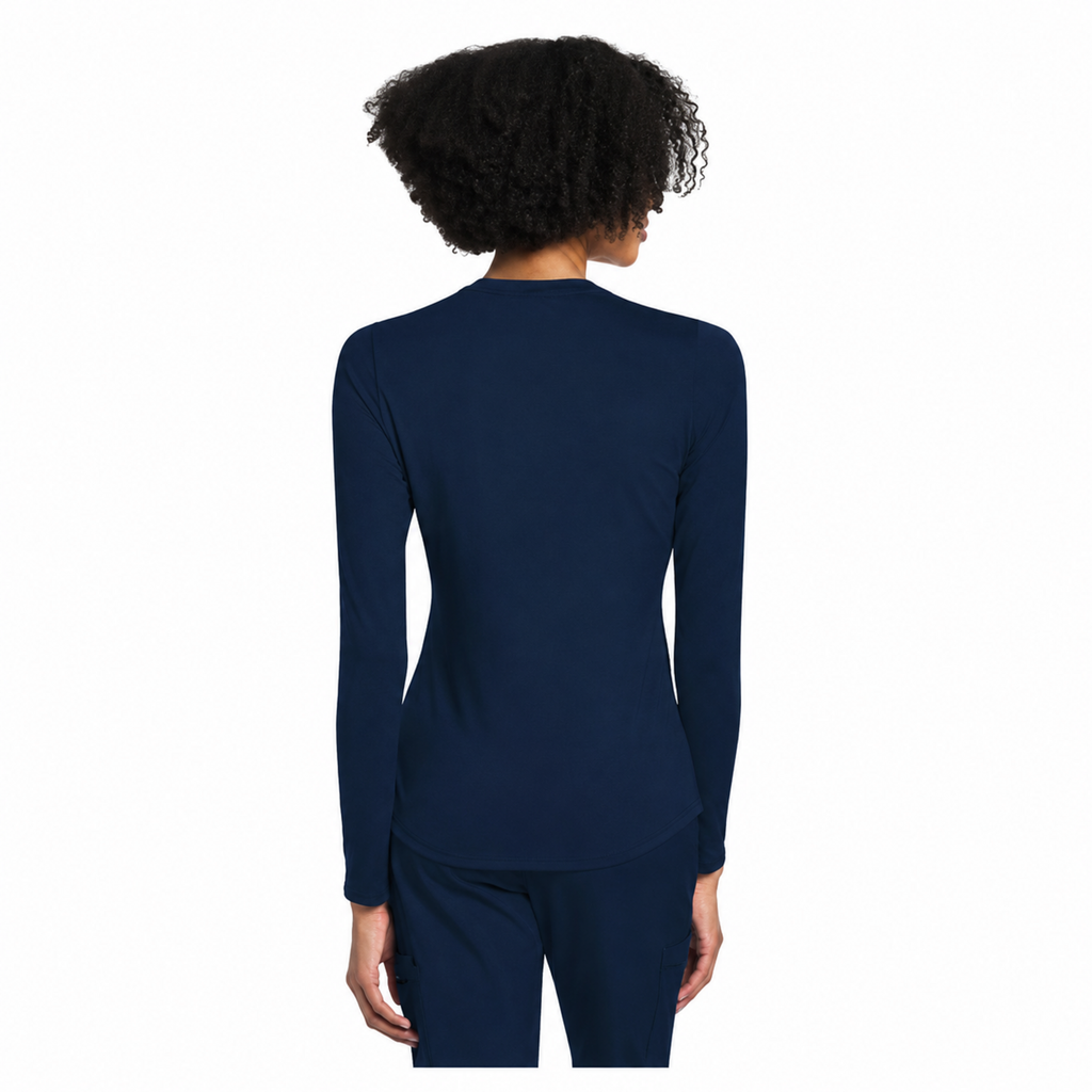 Blusa médica de manga larga Cherokee CK773 para mujer color Azul Marino, vista posterior