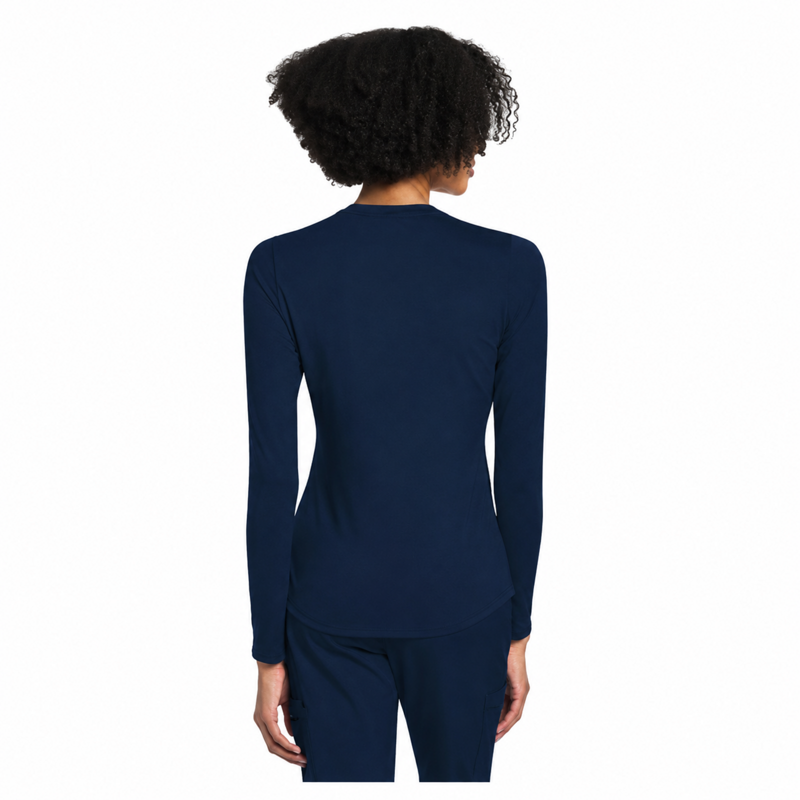 Blusa médica de manga larga Cherokee CK773 para mujer color Azul Marino, vista posterior | color:azul-marino