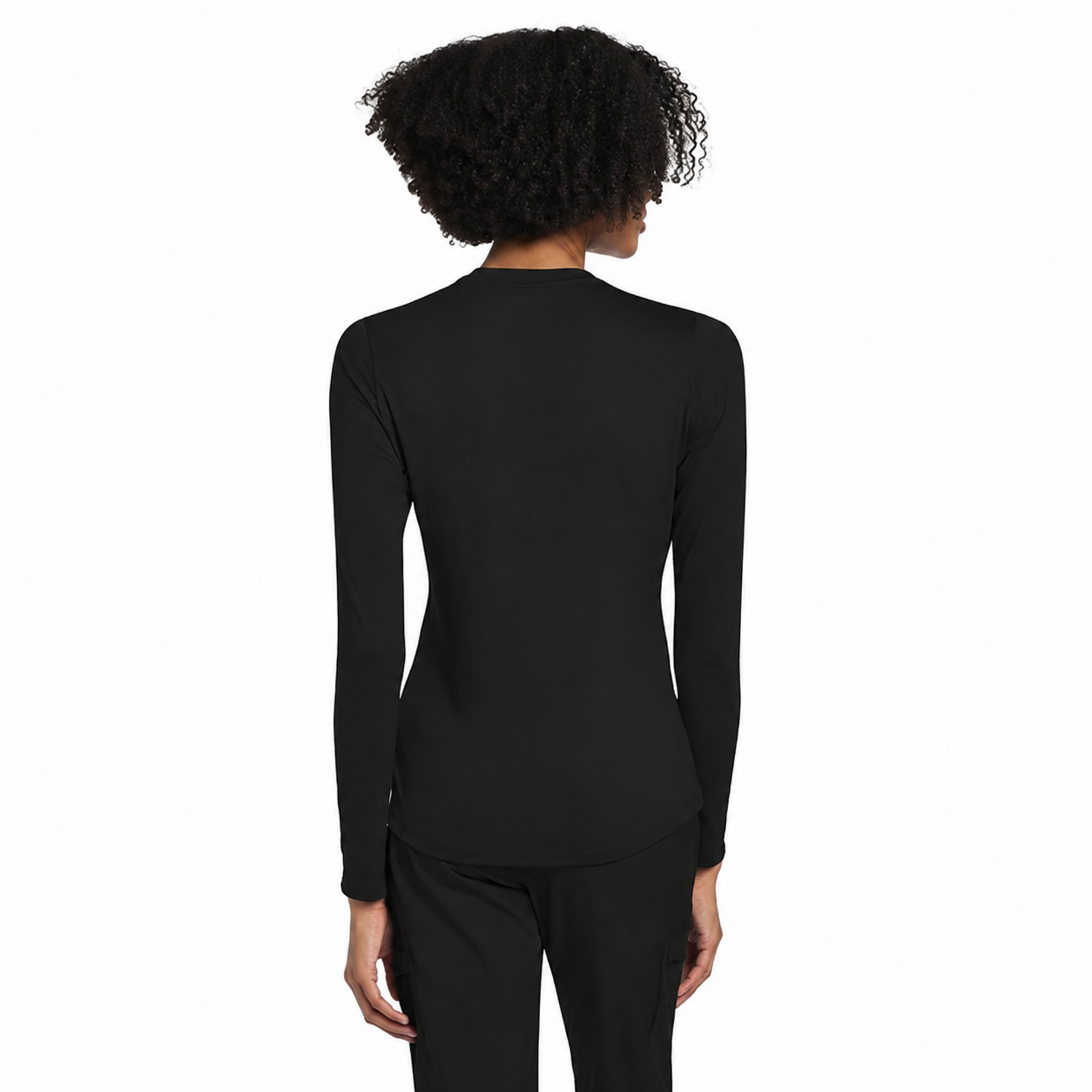Blusa médica de manga larga Cherokee CK773 para mujer color Negro, vista lateral | color:negro