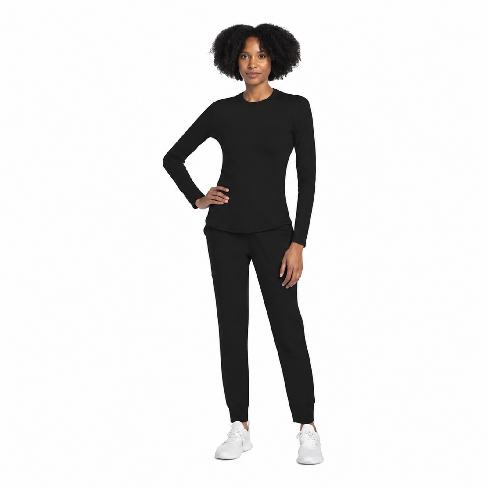 Blusa médica de manga larga Cherokee CK773 para mujer color Negro, vista posterior | color:negro