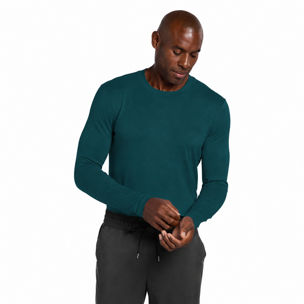 Playera médica de manga larga Cherokee CK807 para hombre color Azul Caribe, ajuste de manga | color:azul-caribe