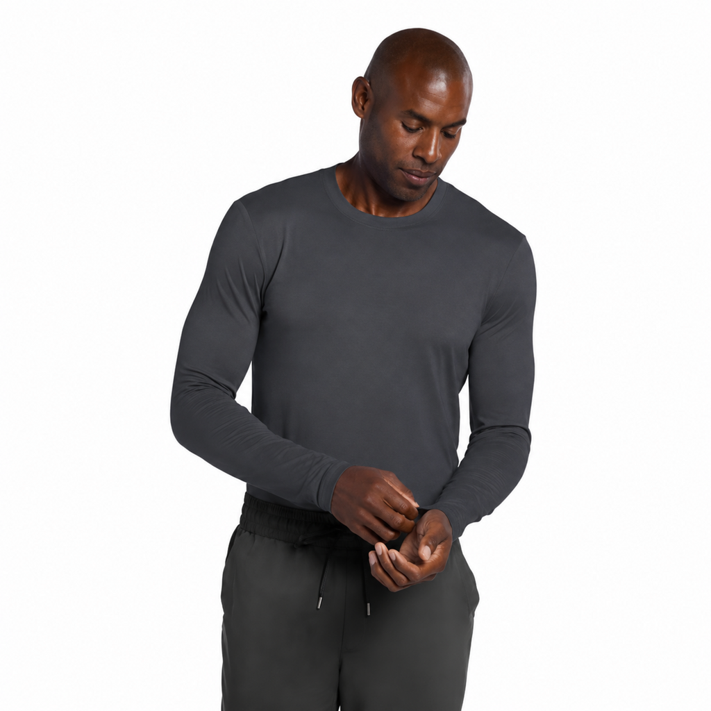 Playera médica de manga larga Cherokee CK807 para hombre color Gris Oxford, ajuste de manga