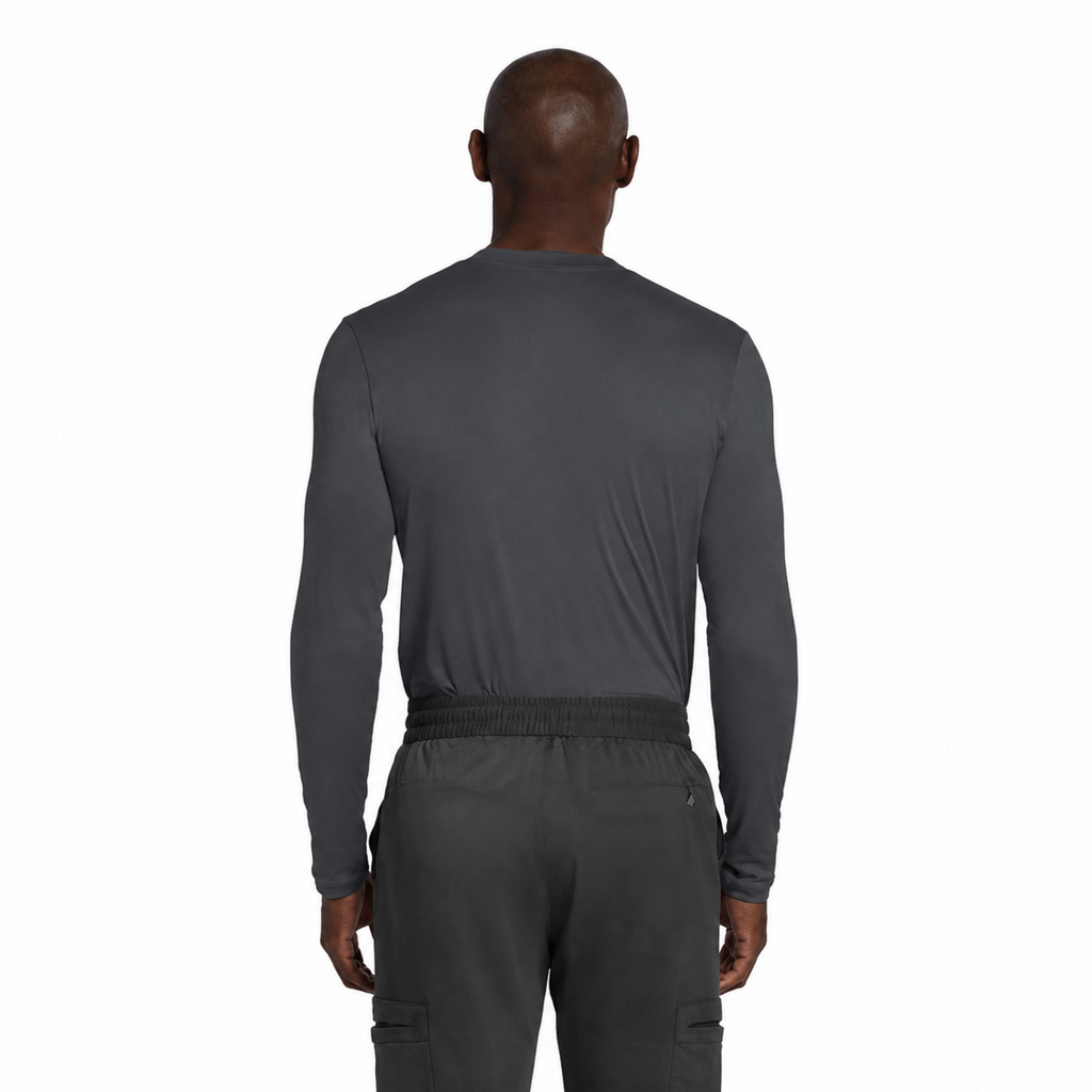Playera médica de manga larga Cherokee CK807 para hombre color Gris Oxford, vista posterior