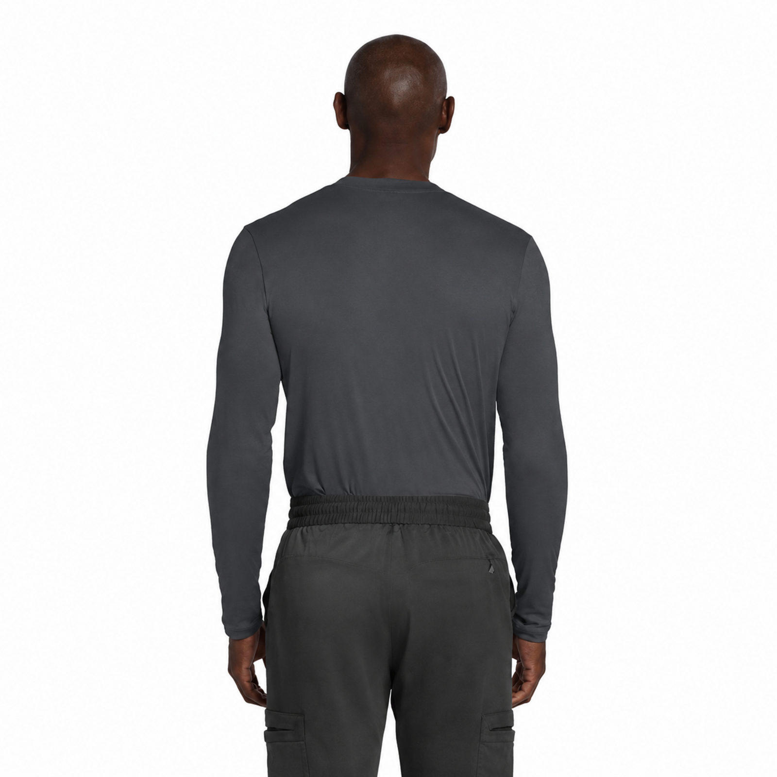 Playera médica de manga larga Cherokee CK807 para hombre color Gris Oxford, vista posterior | color:gris-oxford