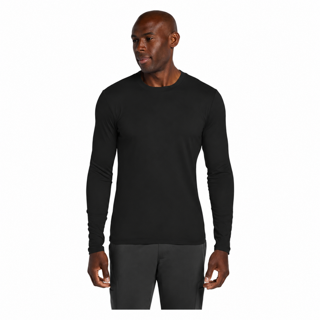 Playera médica de manga larga Cherokee CK807 para hombre color Negro, ajuste de manga