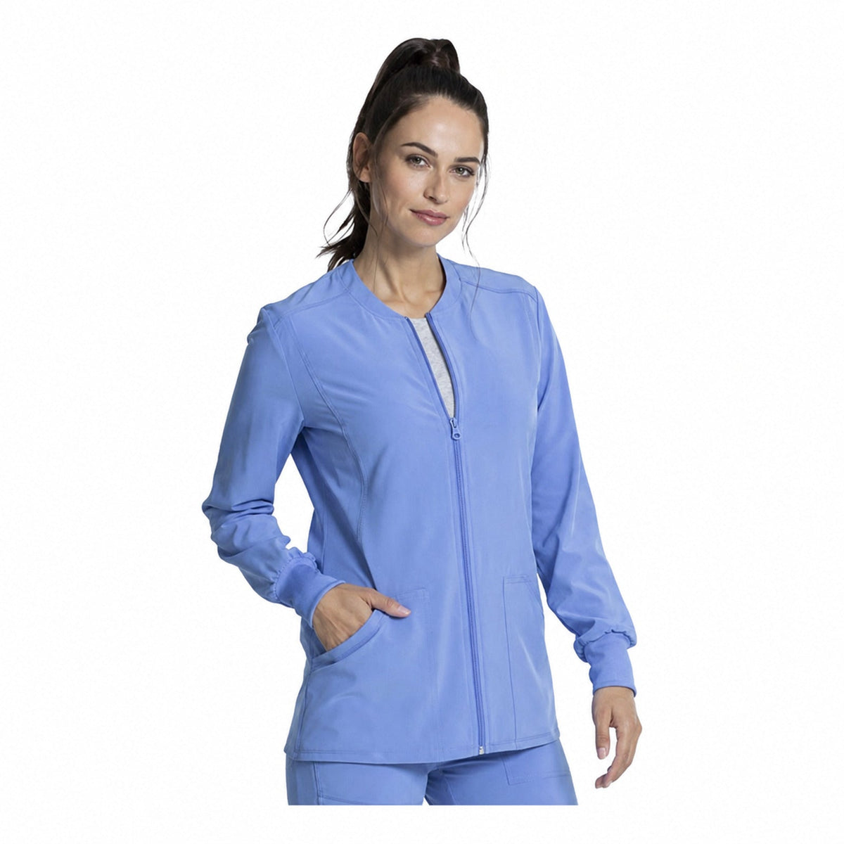 Chamarra médica Cherokee CKA384 Allura para mujer azul cielo, vista 2 de la prenda | color:azul-cielo