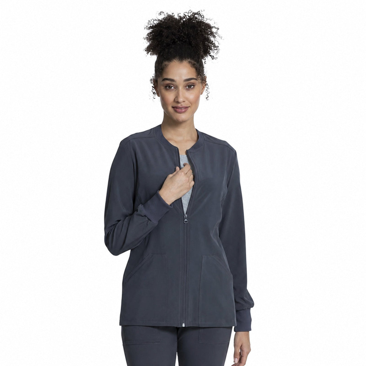 Chamarra médica Cherokee CKA384 Allura para mujer gris Oxford, vista 1 de la prenda | color:gris-oxford