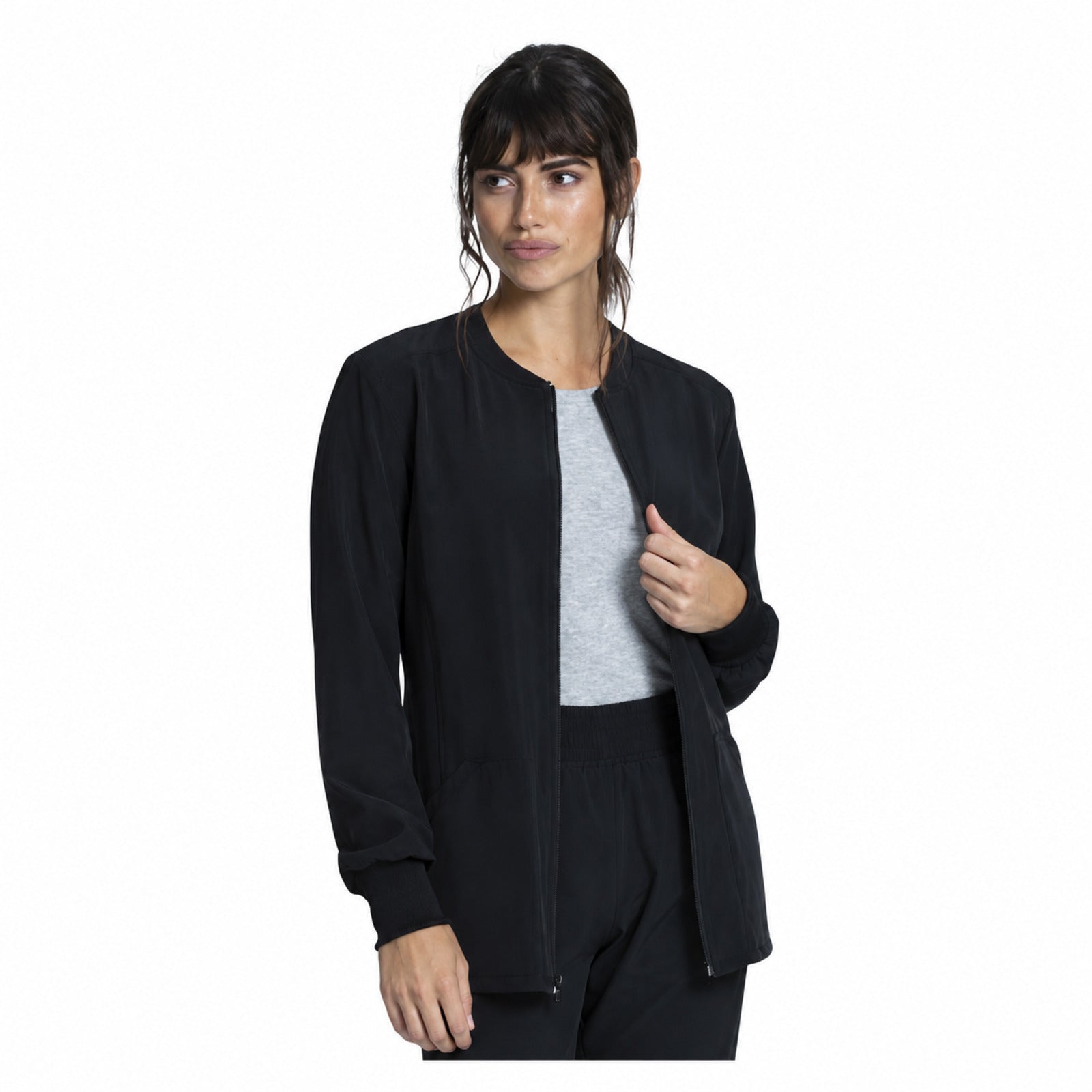 Chamarra médica Cherokee CKA384 Allura para mujer negra, vista 3 de la prenda | color:negro