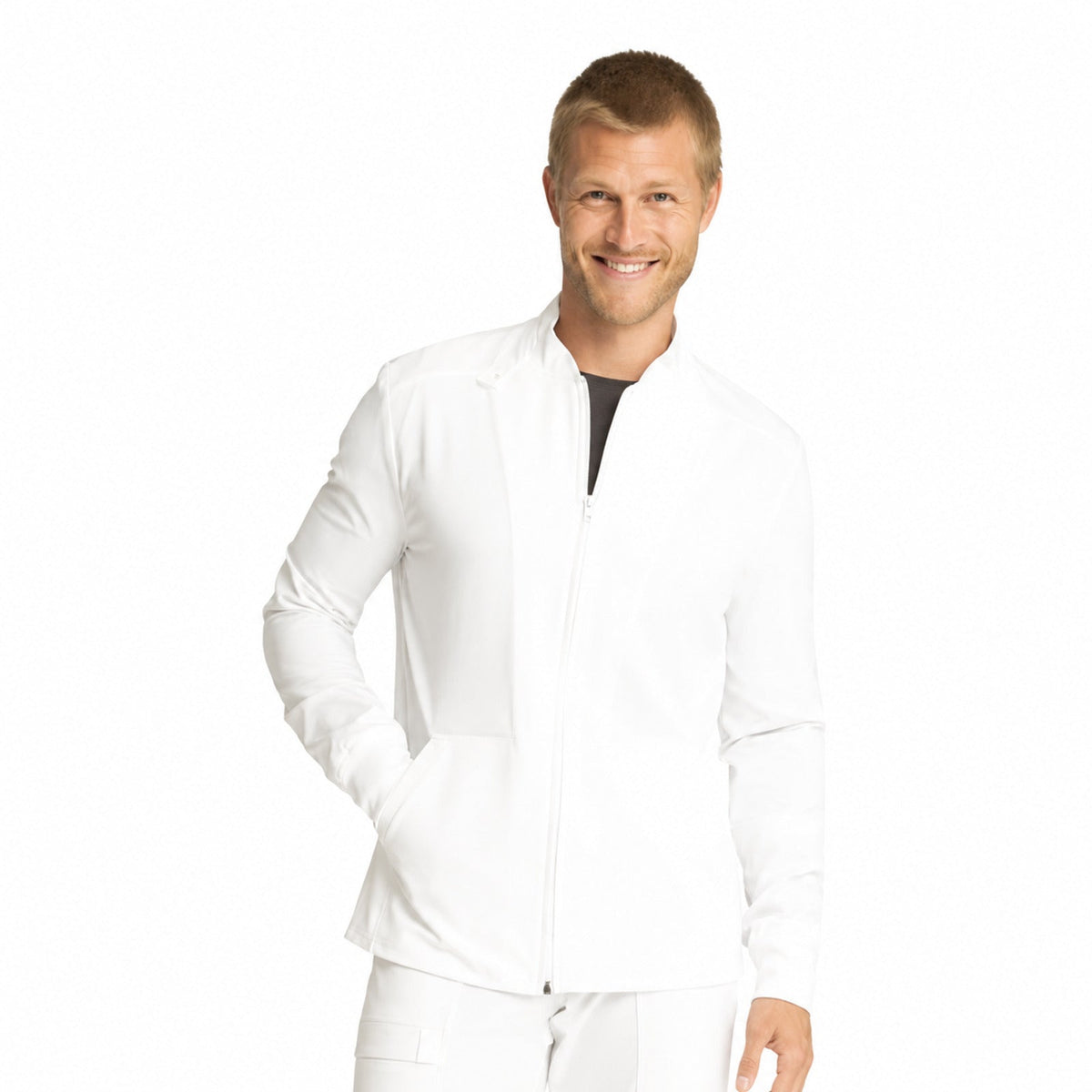 Chamarra médica Cherokee CKA387 Allura blanca para hombre, vista 1 de la prenda | color:blanca