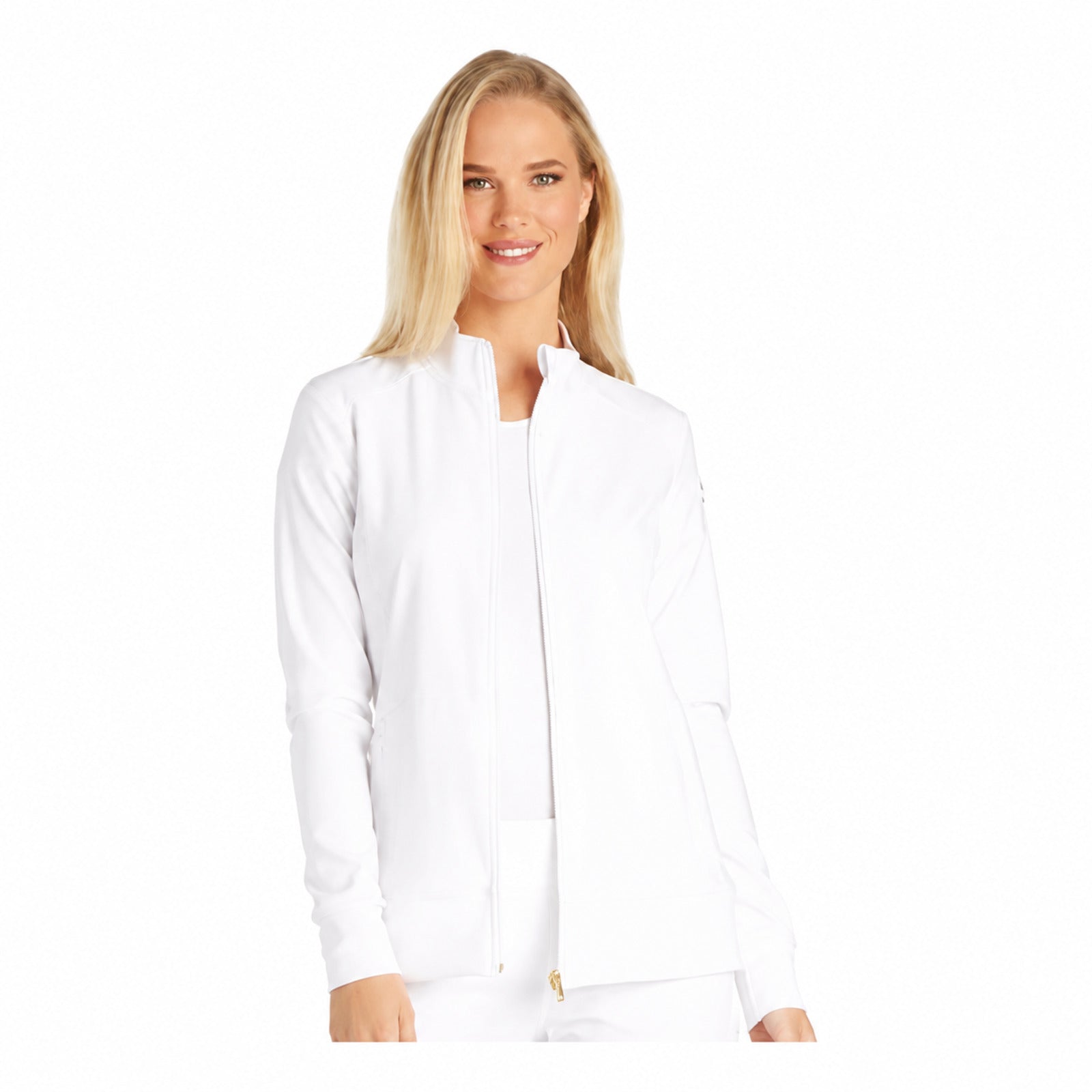 Chamarra médica Cherokee CK303 iFlex blanca para mujer, vista 1 de la prenda | color:blanco
