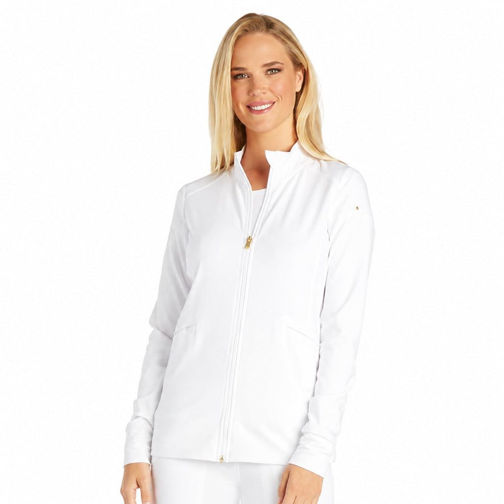 Chamarra médica Cherokee CK303 iFlex blanca para mujer, vista 2 de la prenda