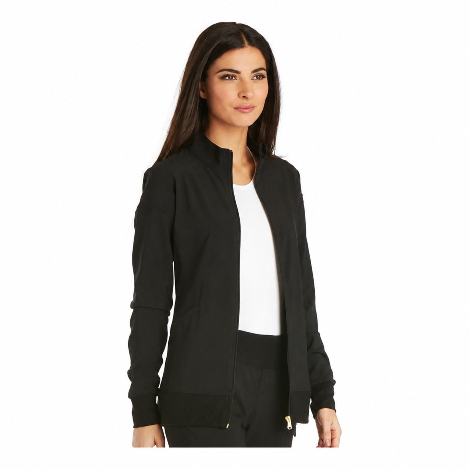 Chamarra médica Cherokee CK303 iFlex negra para mujer, vista 3 de la prenda | color:negro