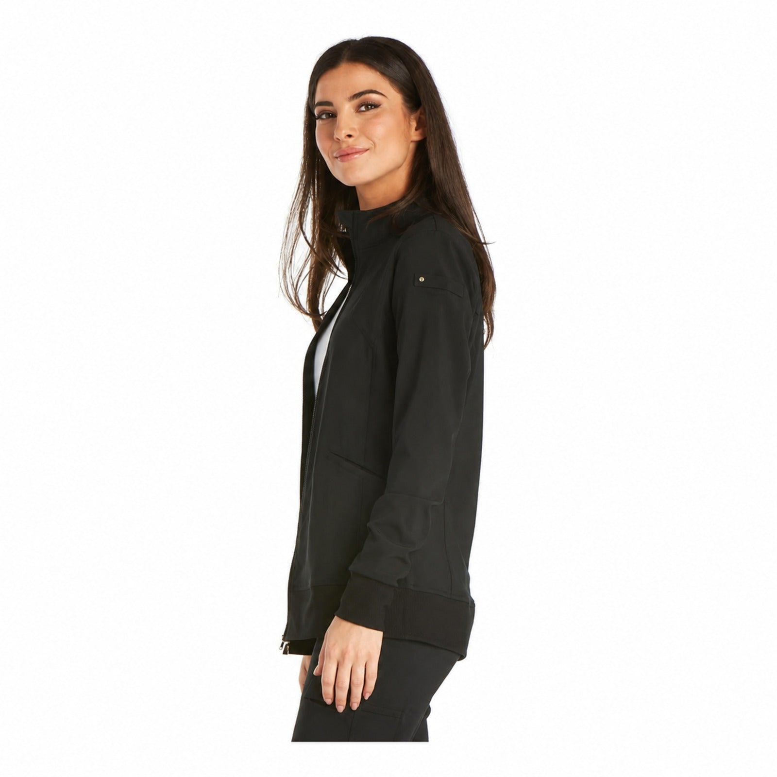 Chamarra médica Cherokee CK303 iFlex negra para mujer, vista 4 de la prenda | color:negro