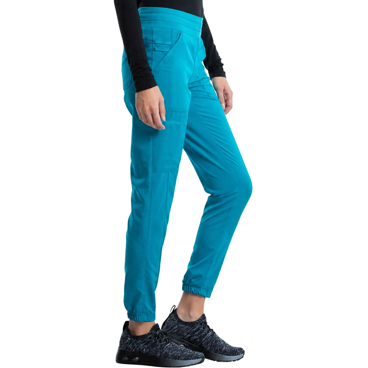 Pantalón quirúrgico jogger Cherokee WW011 para mujer Jade, vista frontal en pose | color:jade
