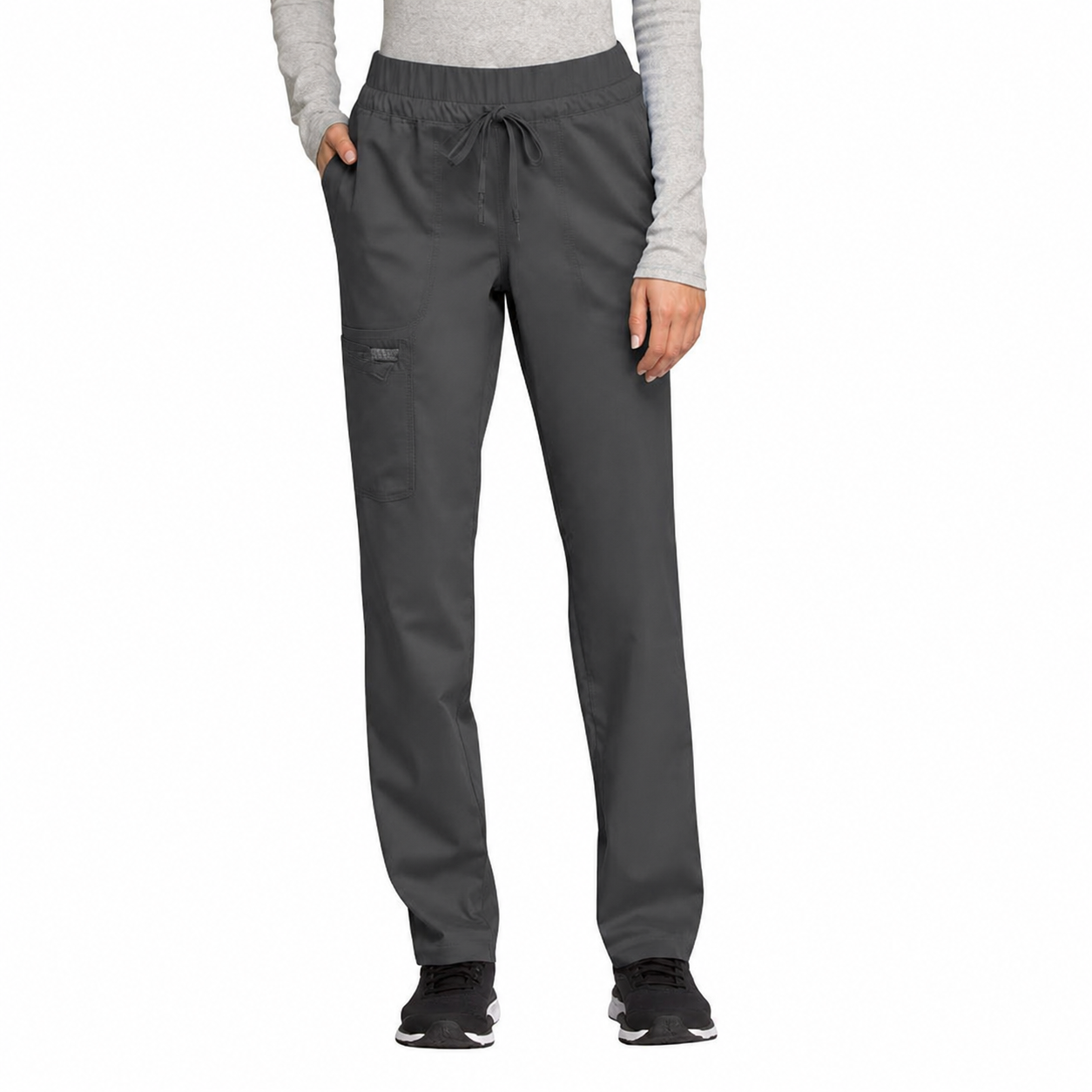 Pantalón quirúrgico Cherokee WW105 gris Oxford, vista frontal en modelo | color:gris-oxford