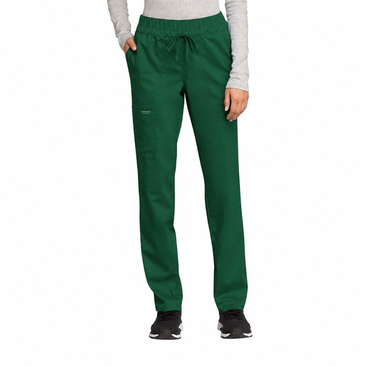 Pantalón quirúrgico Cherokee WW105 hunter, vista frontal en modelo | color:hunter