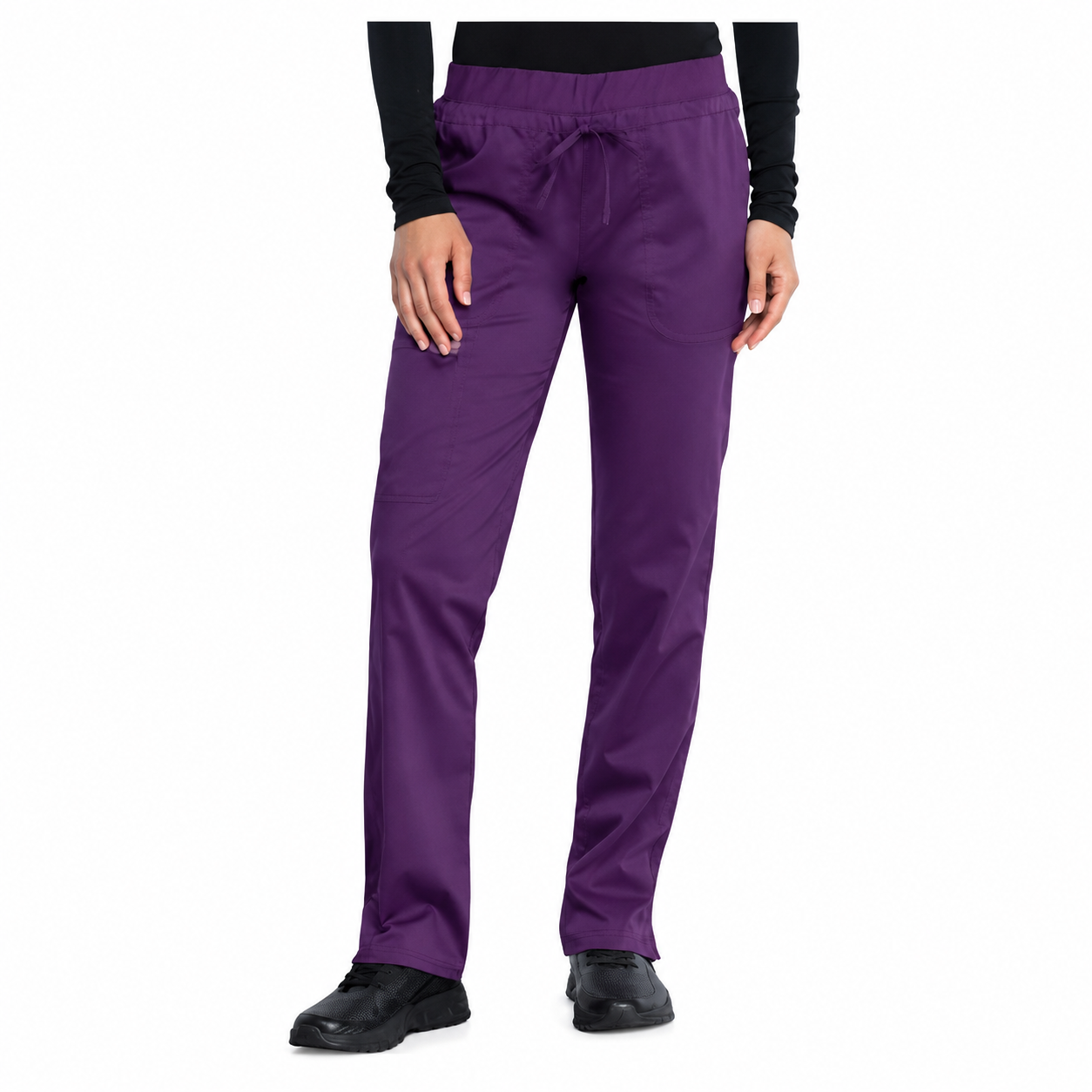 Pantalón quirúrgico Cherokee WW105 morado, vista frontal en modelo | color:morado