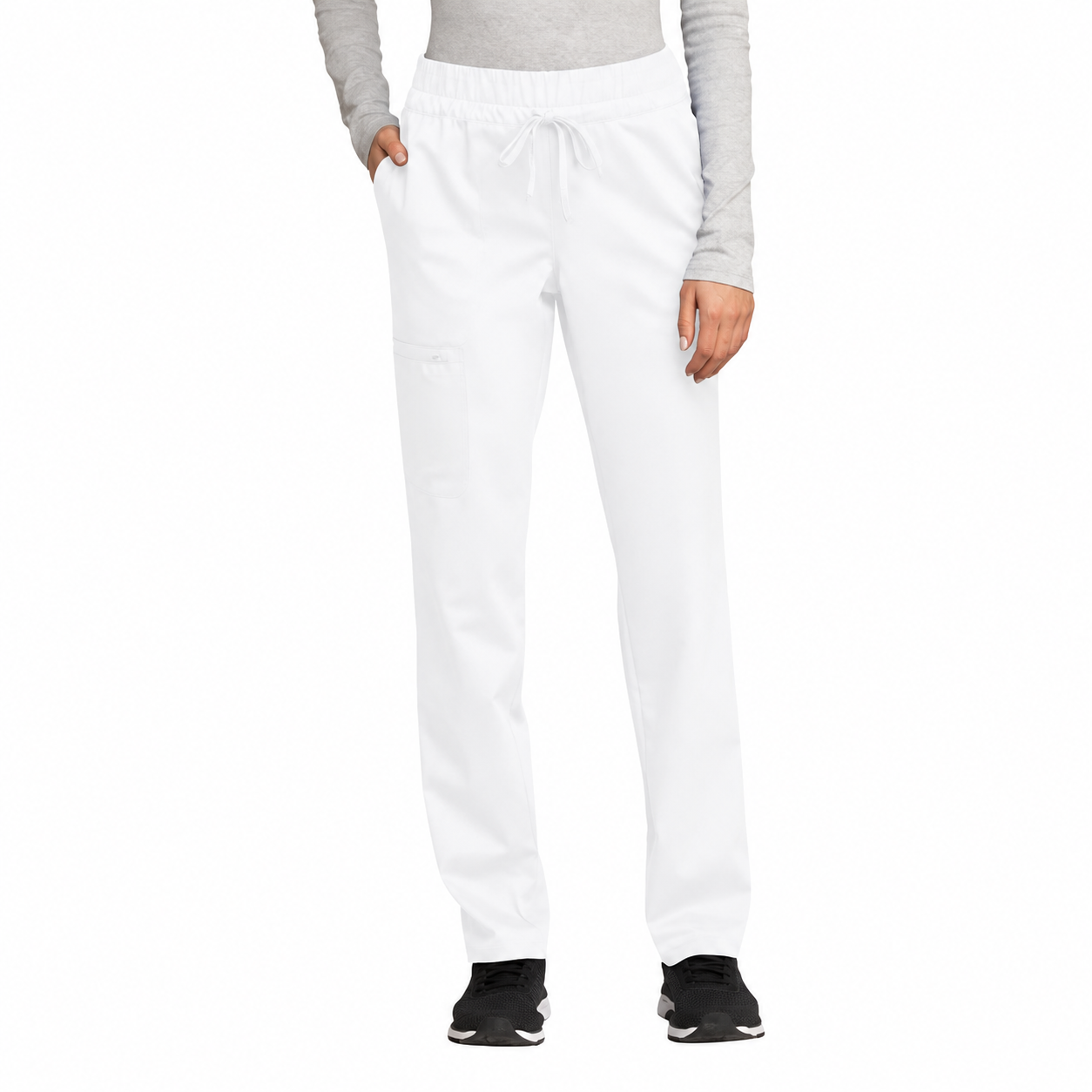 Pantalón quirúrgico Cherokee WW105 blanco, vista frontal en modelo | color:blanco