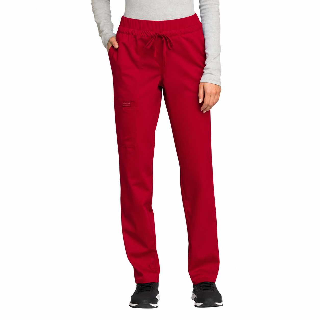 Pantalón quirúrgico Cherokee WW105 rojo, vista frontal en modelo | color:rojo