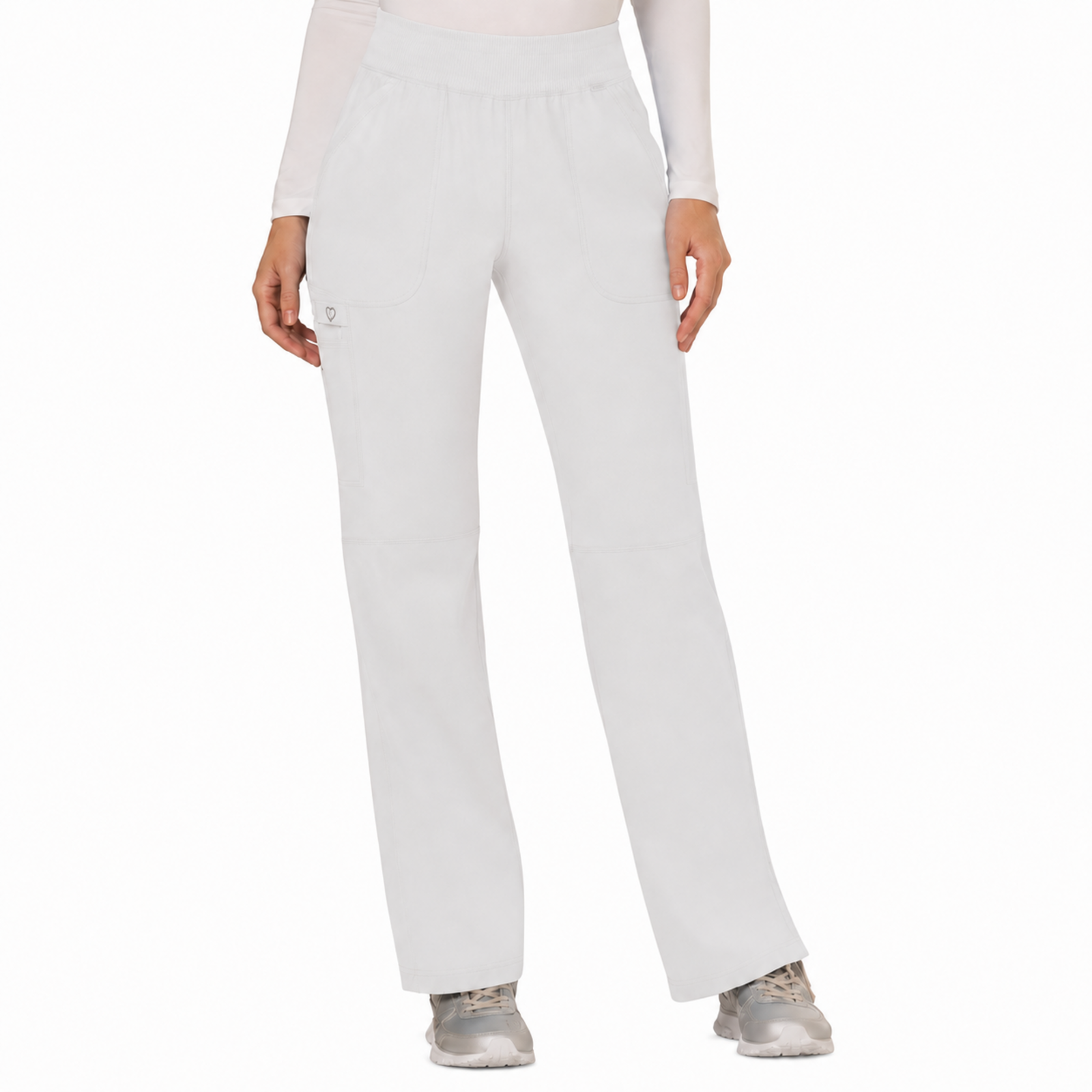 Pantalón quirúrgico Cherokee WW110 blanco, vista frontal en modelo | color:blanco