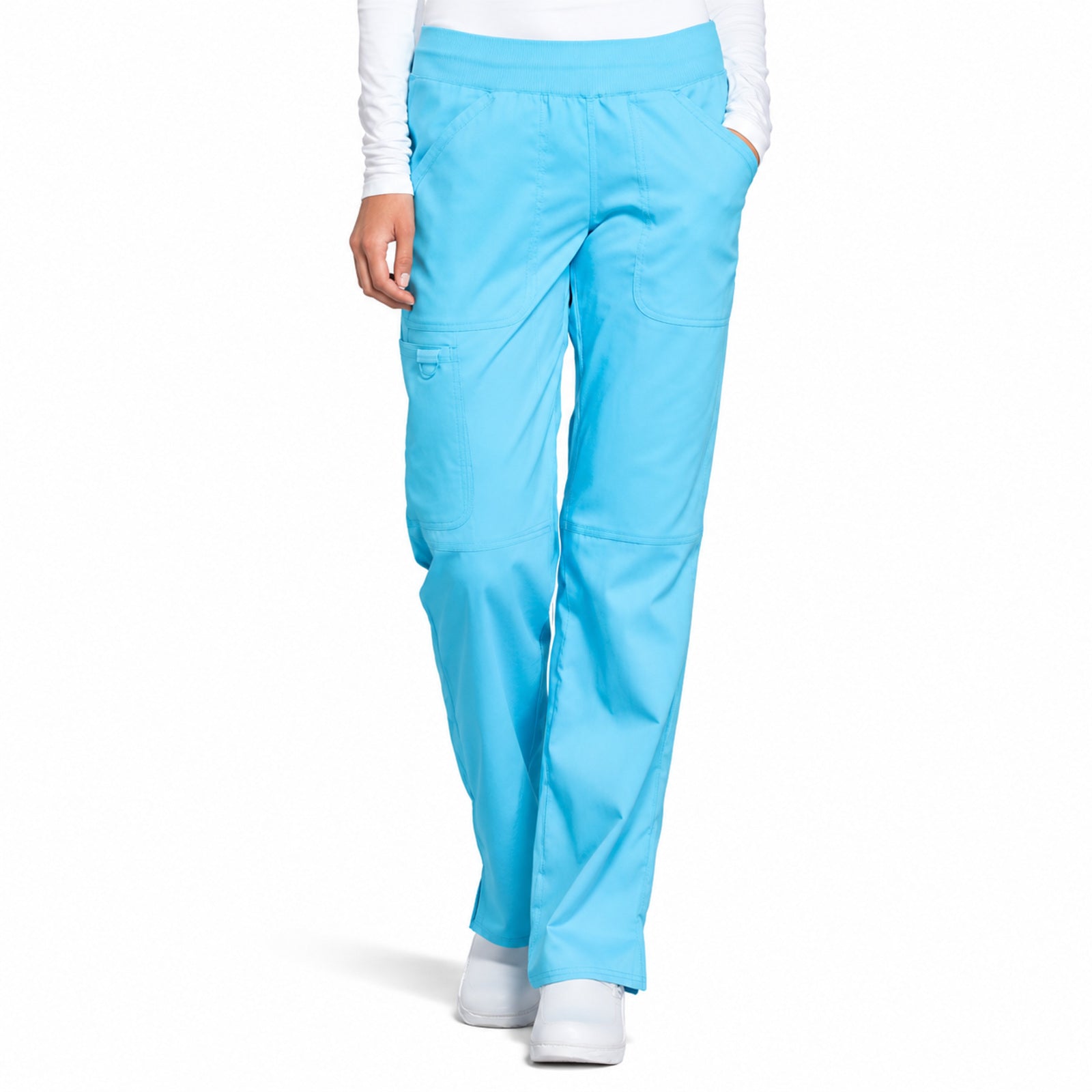 Pantalón quirúrgico Cherokee WW110 turquesa, vista frontal en modelo | color:turquesa