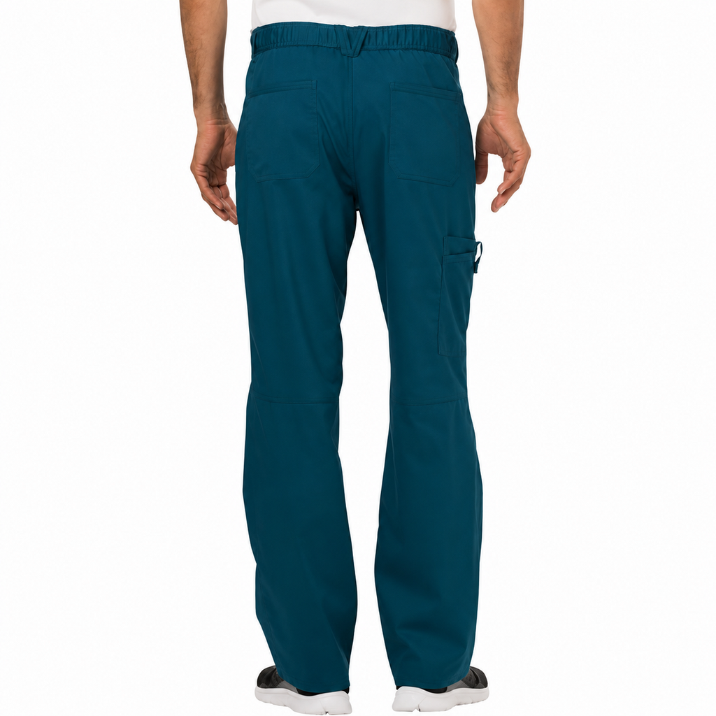 Pantalón quirúrgico Cherokee WW140 para hombre azul caribe, vista posterior