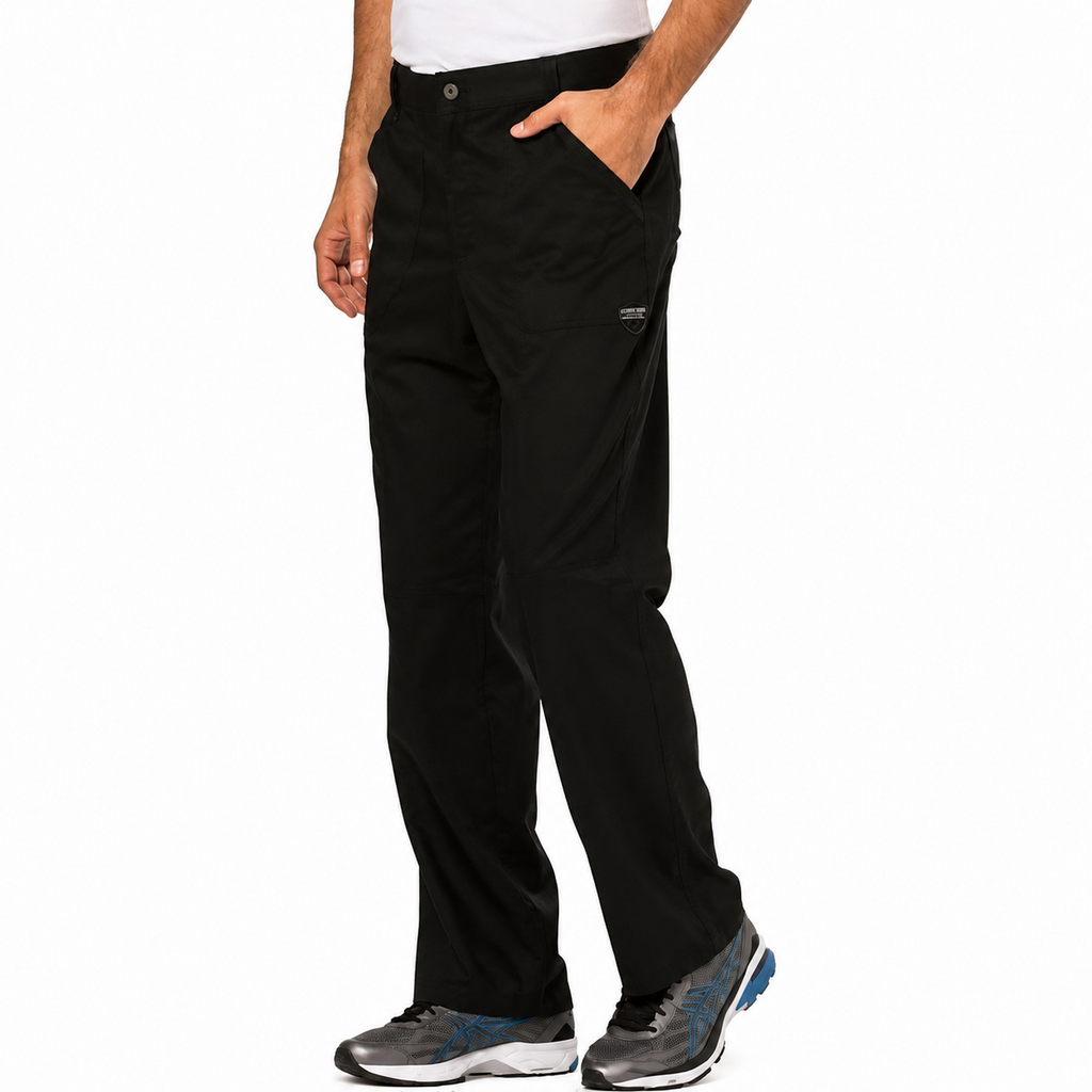 Pantalón quirúrgico Cherokee WW140 para hombre negro, vista tres cuartos