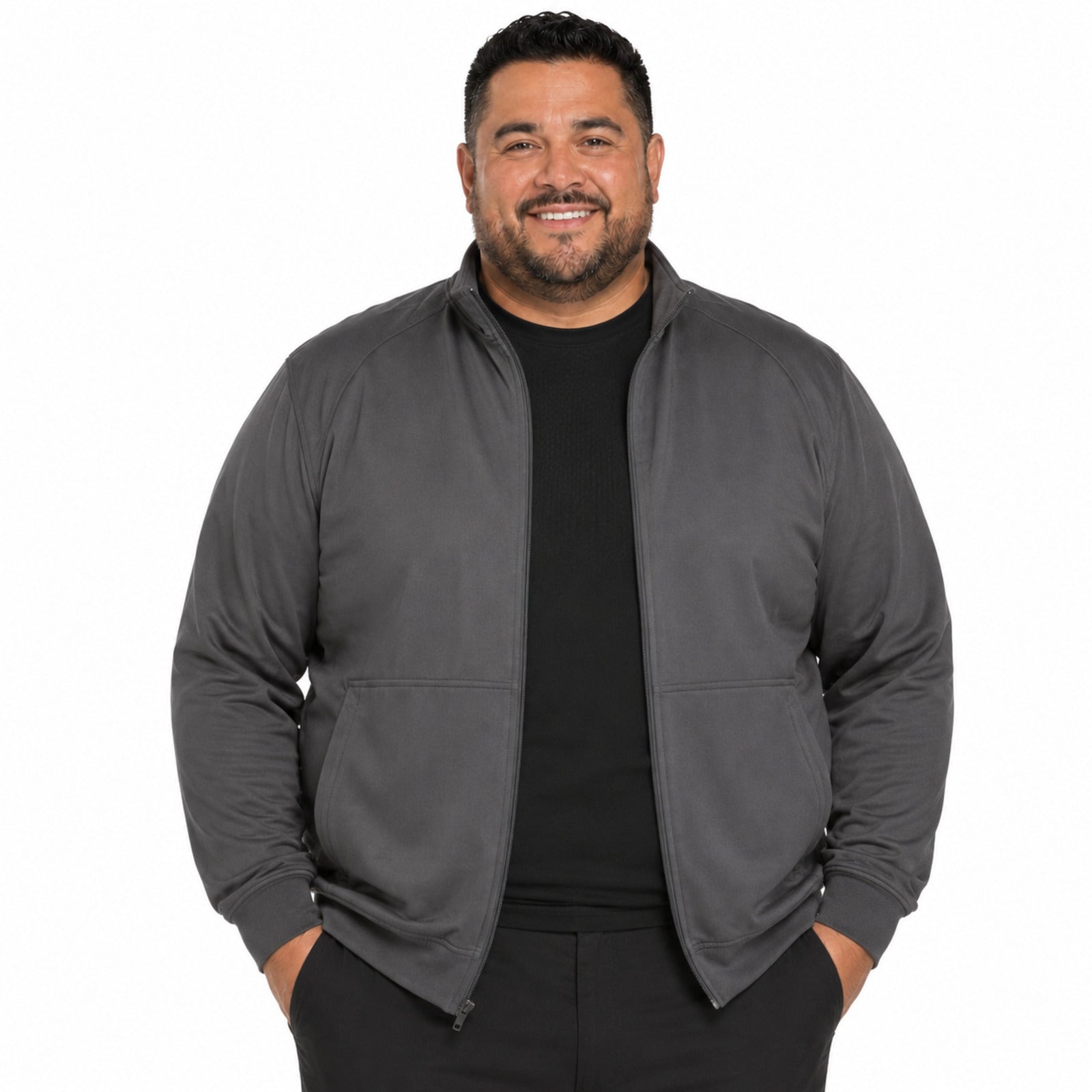 Chamarra médica Cherokee WW300 Core Stretch gris Oxford para hombre talla extra, vista 1 de la prenda | color:gris-oxford