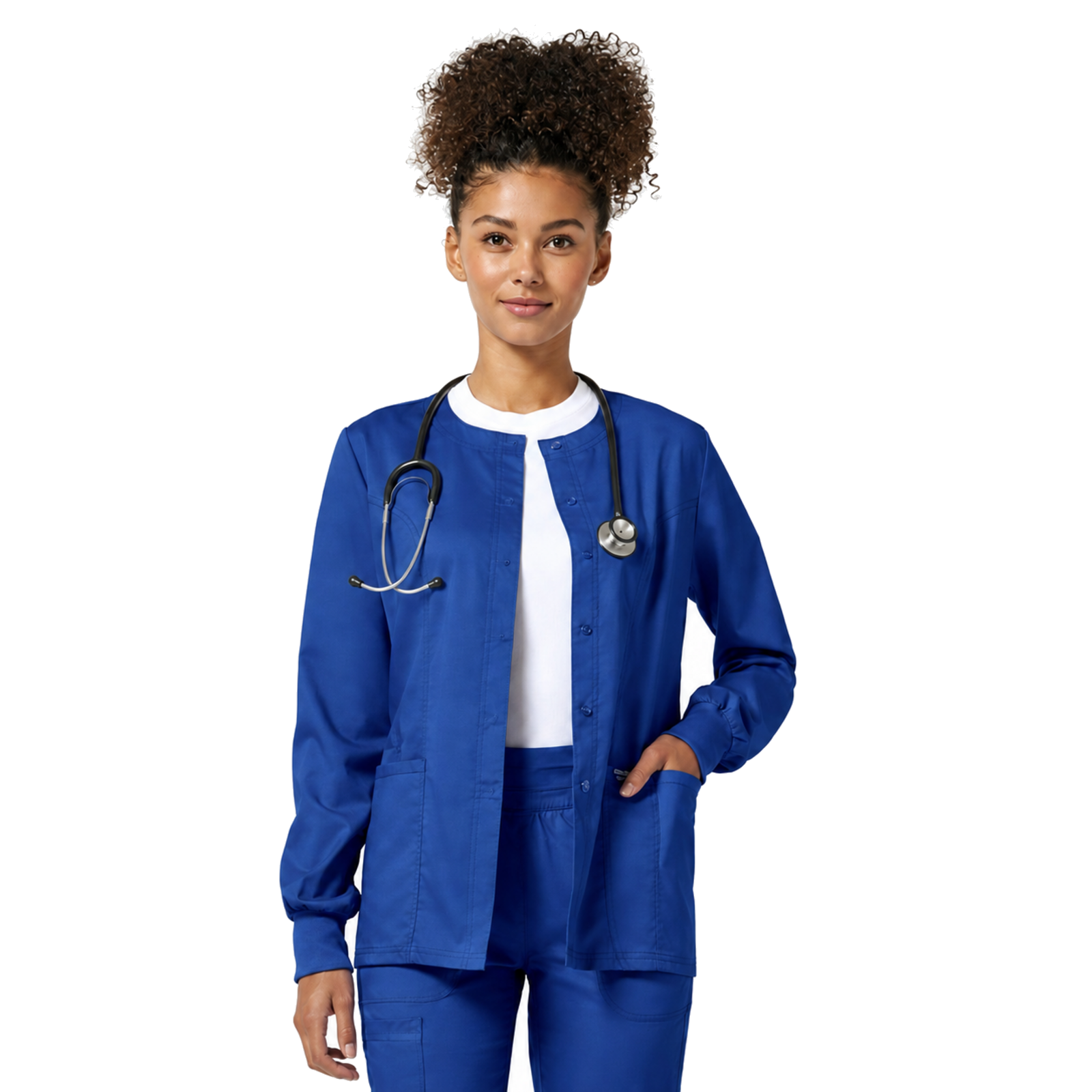 Chamarra médica Cherokee WW310 Revolution Azul rey para mujer, vista 1 de la prenda | color:azul-rey