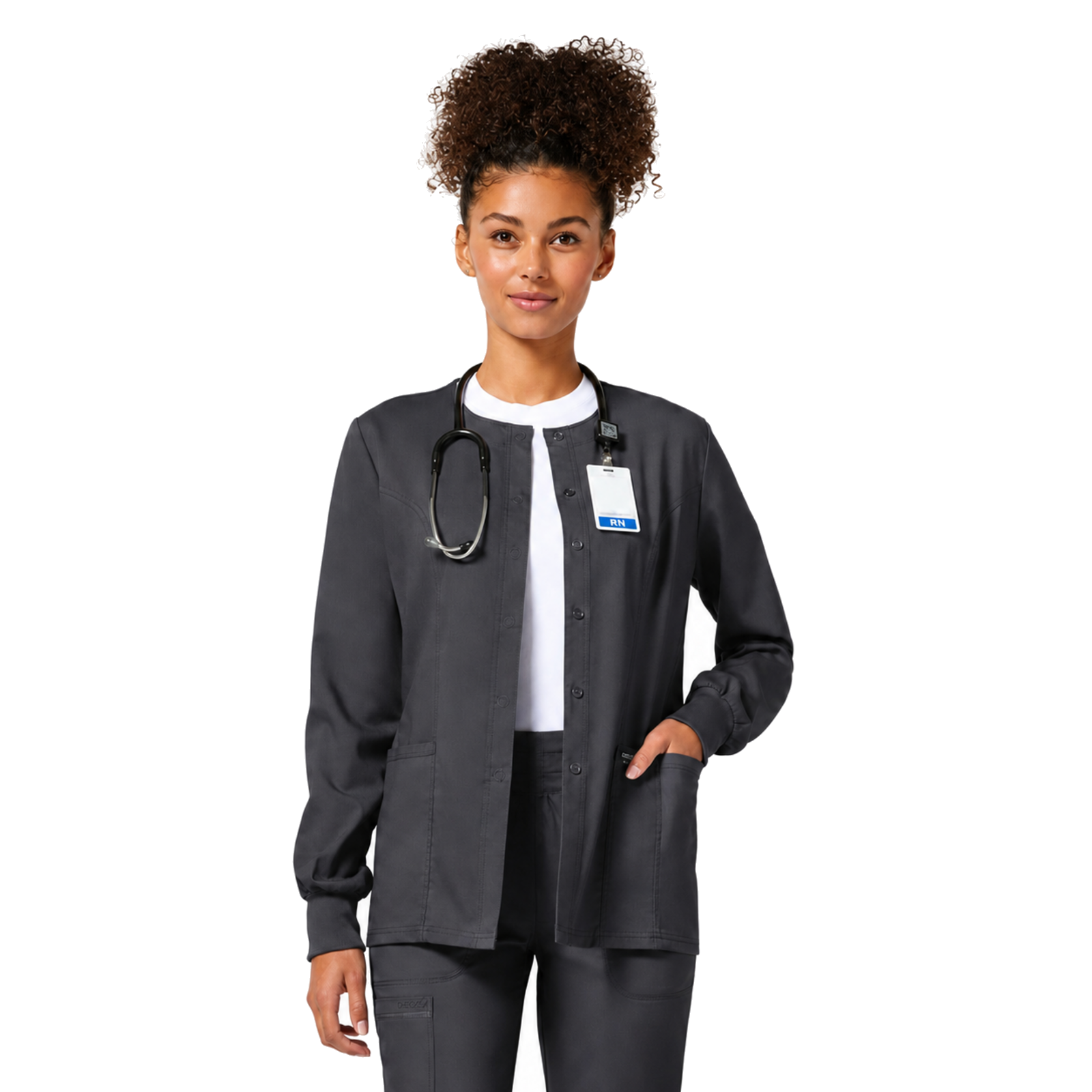 Chamarra médica Cherokee WW310 Revolution Gris Oxford para mujer, vista 1 de la prenda | color:gris-oxford