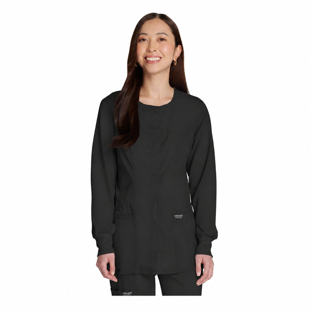 Chamarra médica Cherokee WW310 Revolution Negra para mujer, vista 1 de la prenda