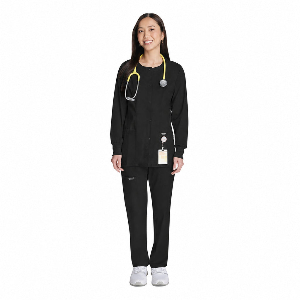 Chamarra médica Cherokee WW310 Revolution Negra para mujer, vista 6 de la prenda