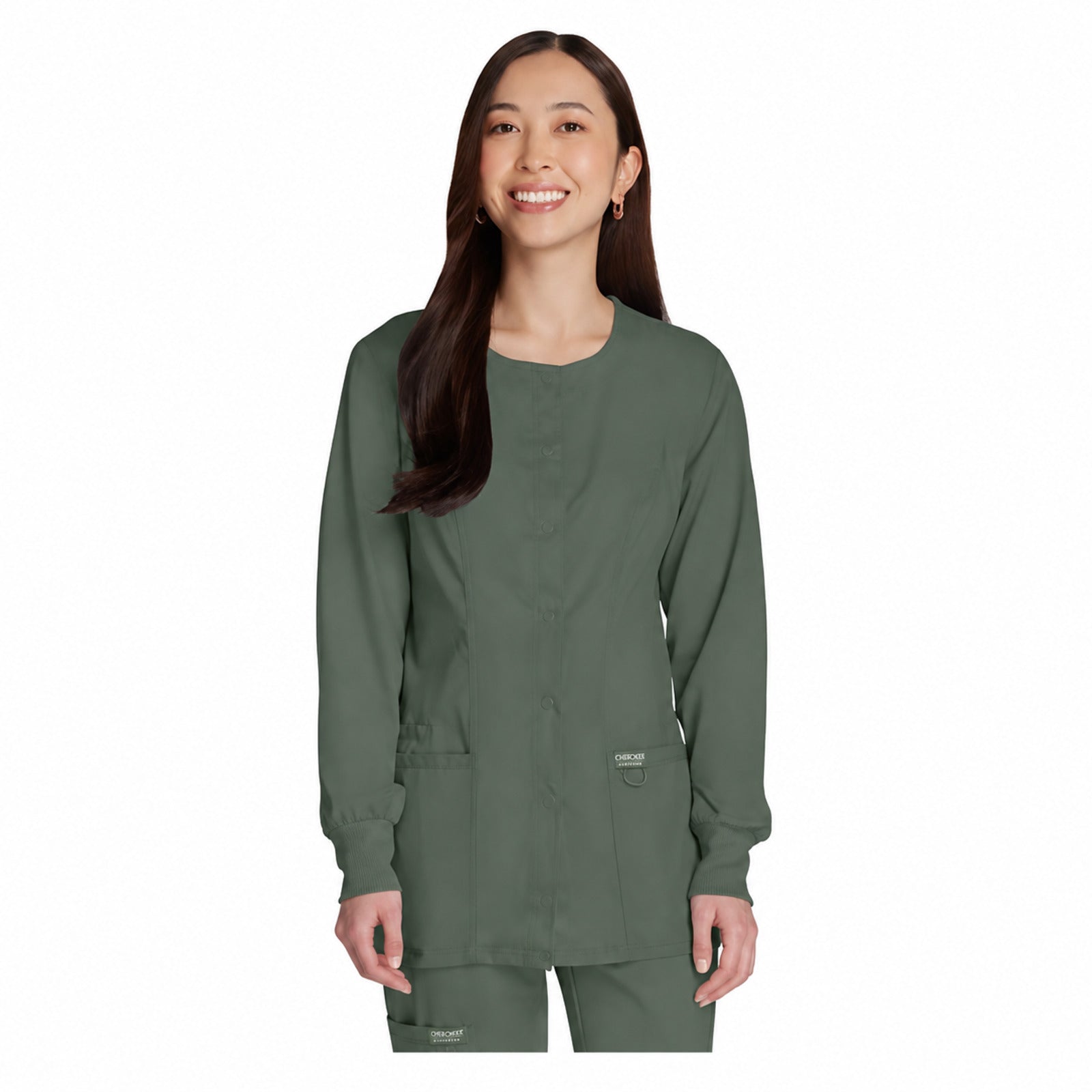 Chamarra médica Cherokee WW310 Revolution Verde olivo para mujer, vista 1 de la prenda | color:verde-olivo