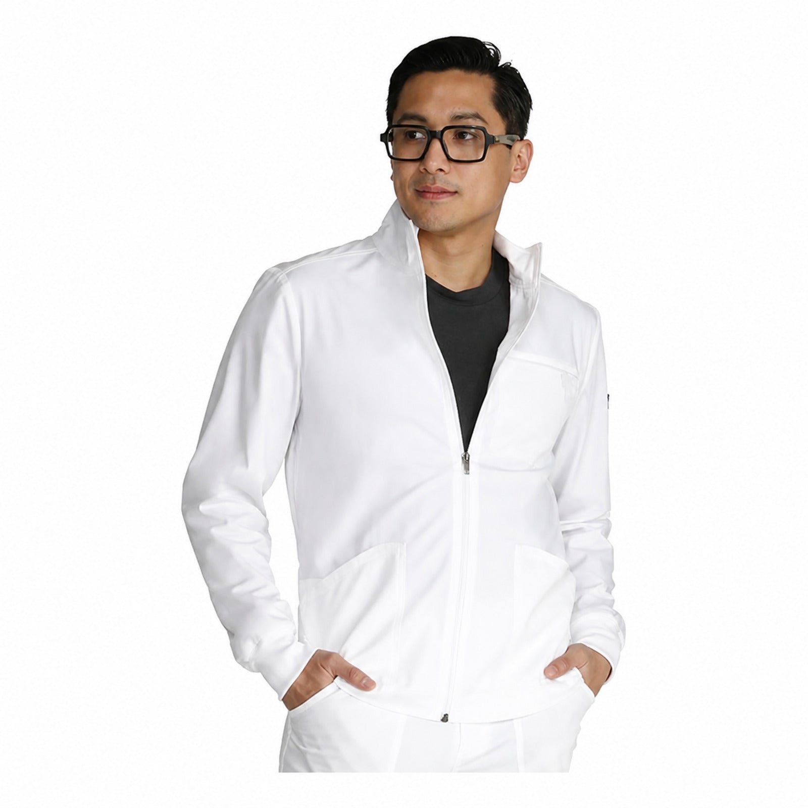 Chamarra médica Cherokee WW320 Revolution para hombre Blanca, vista 2 de la prenda | color:blanca