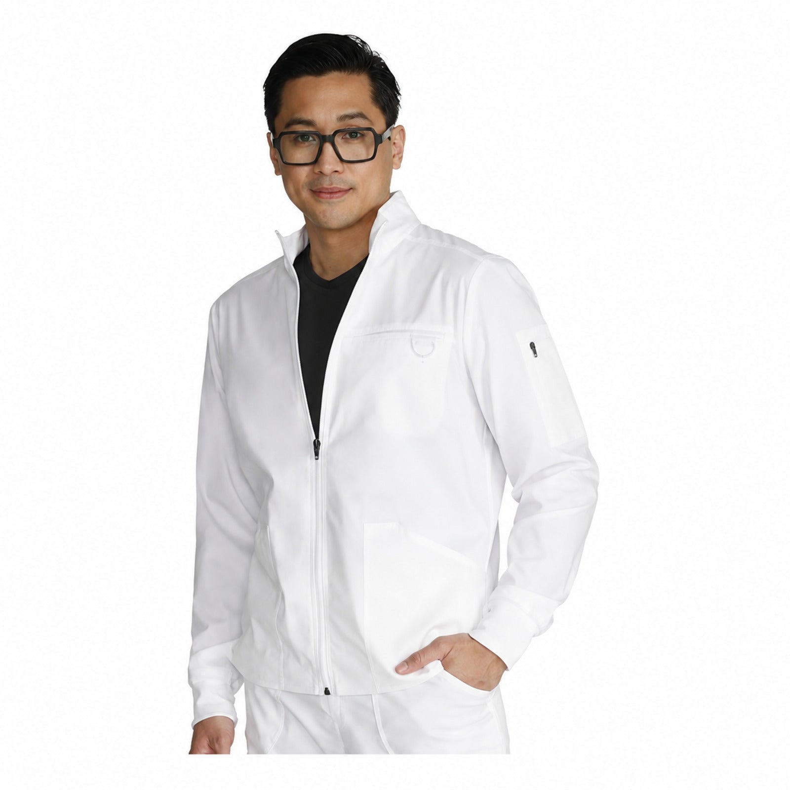 Chamarra médica Cherokee WW320 Revolution para hombre Blanca, vista 5 de la prenda | color:blanca