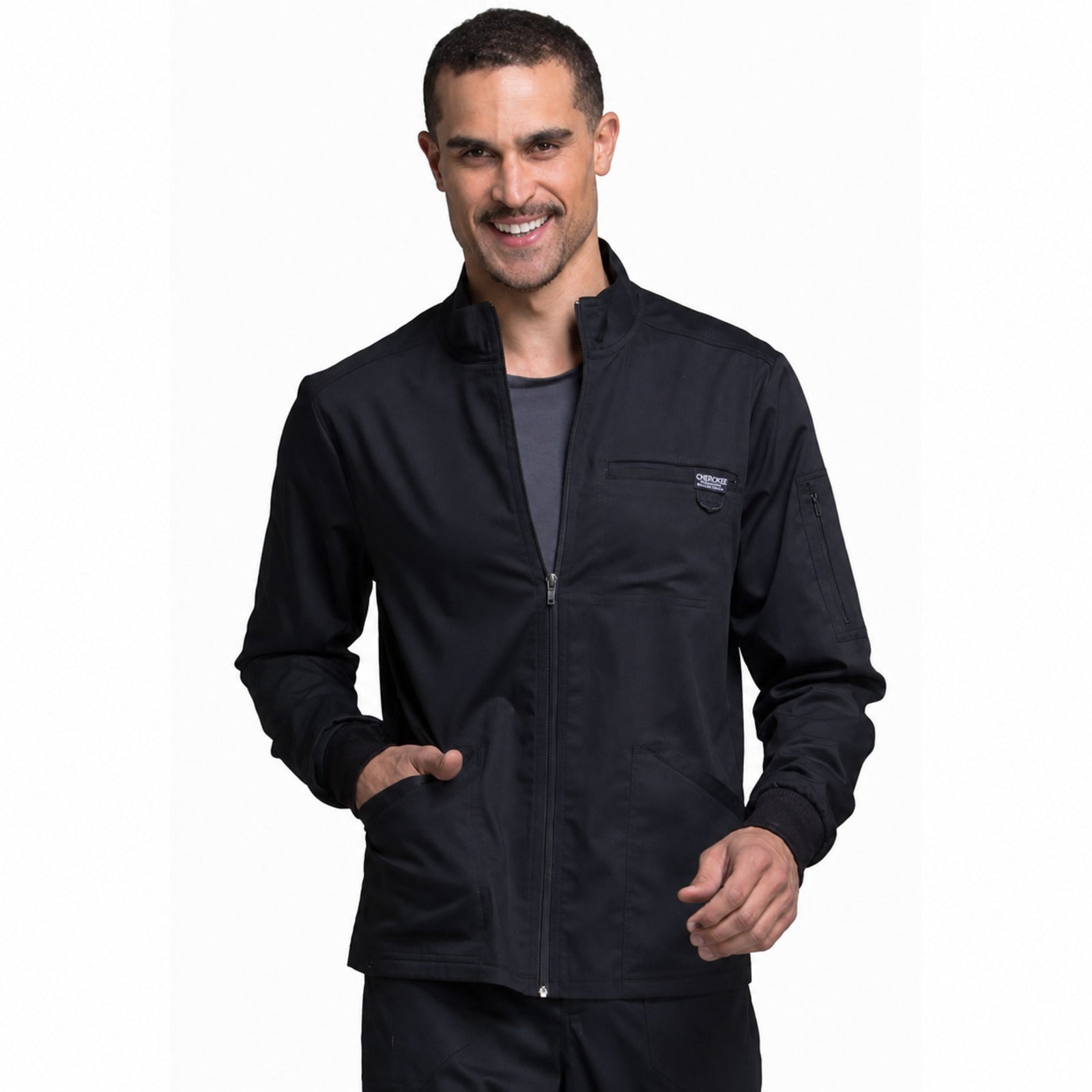 Chamarra médica Cherokee WW320 Revolution para hombre Negra, vista 1 de la prenda | color:negra