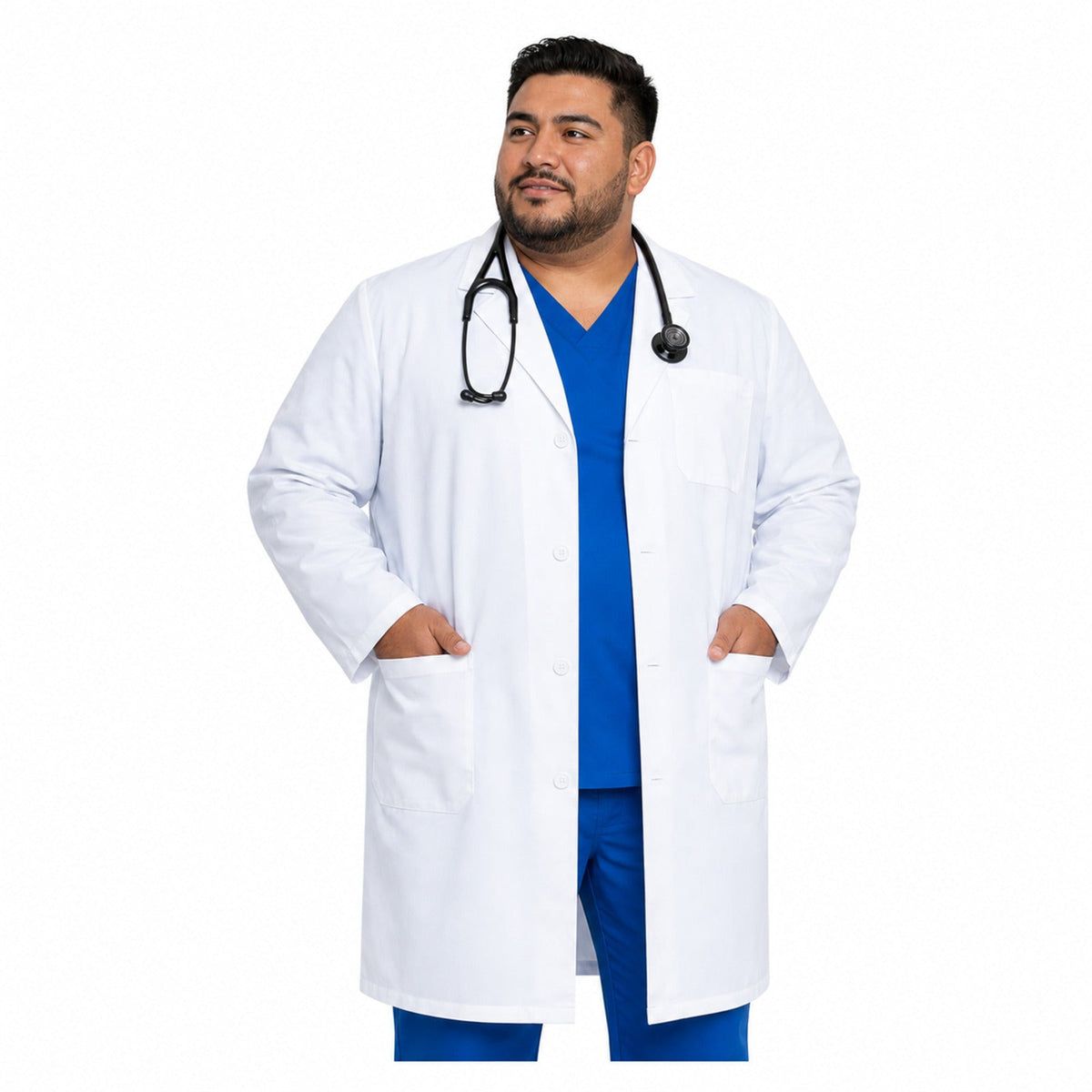 Bata médica repelente Cherokee WW410AB Workwear Revolution para hombre talla extra Blanca, vista 1 de la prenda | color:blanca